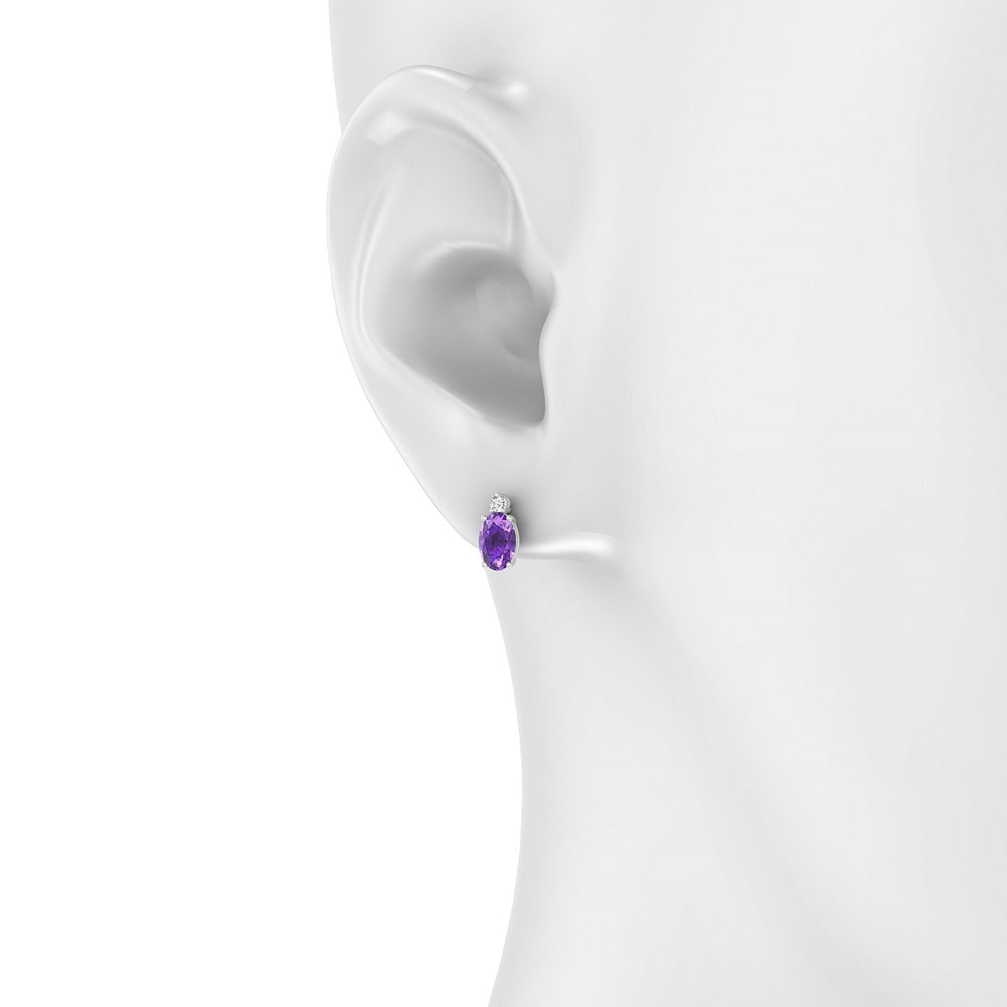 Sparkle | 18k White Gold 6 x 4 mm Oval Amethyst Earrings