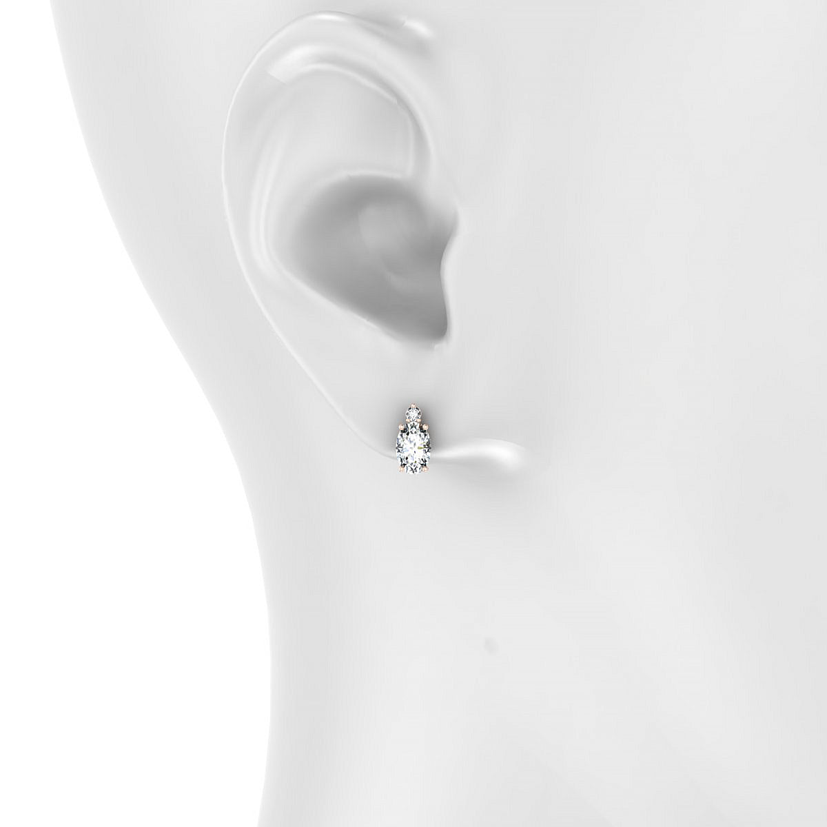 Sparkle | 18k Rose Gold 6 x 4 mm Oval Diamond Earrings