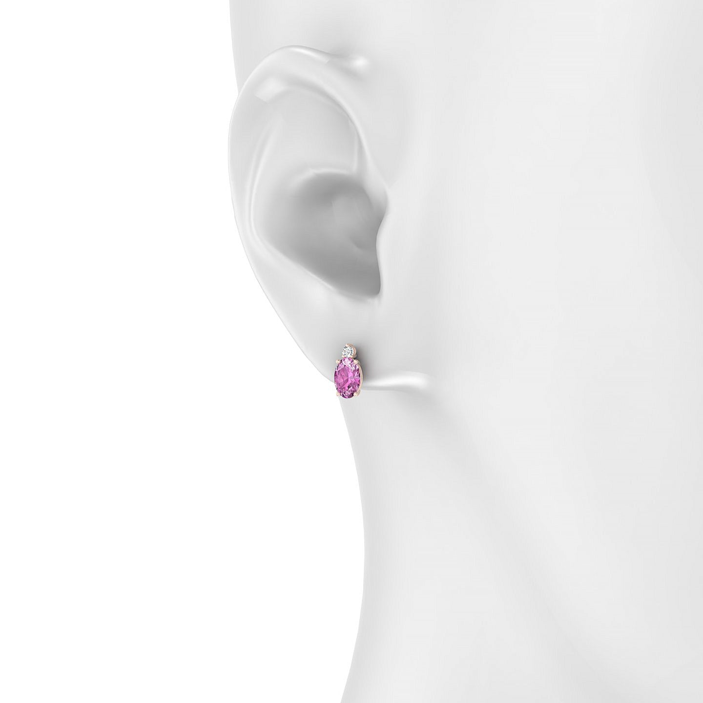 Sparkle | 18k Rose Gold 6 x 4 mm Oval Pink Sapphire Earrings