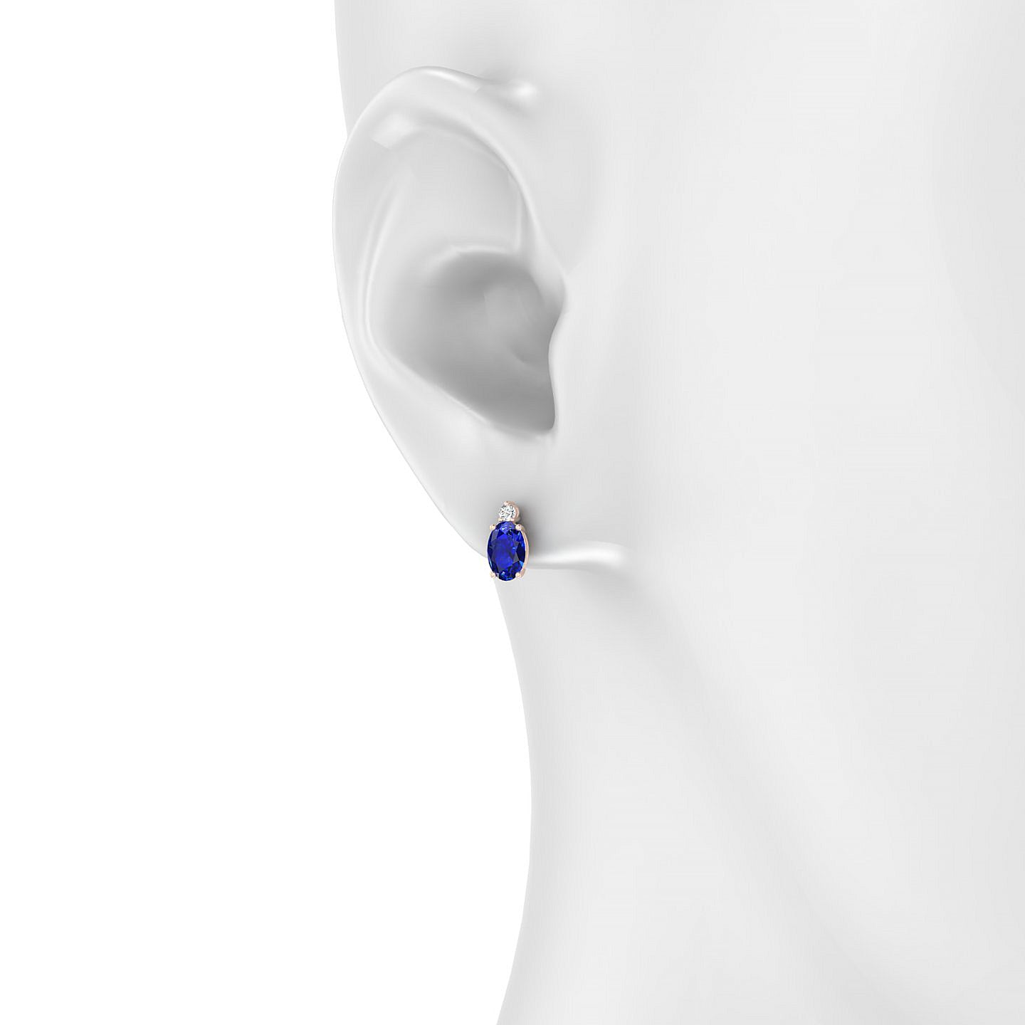 Sparkle | 18k Rose Gold 6 x 4 mm Oval Sapphire Earrings