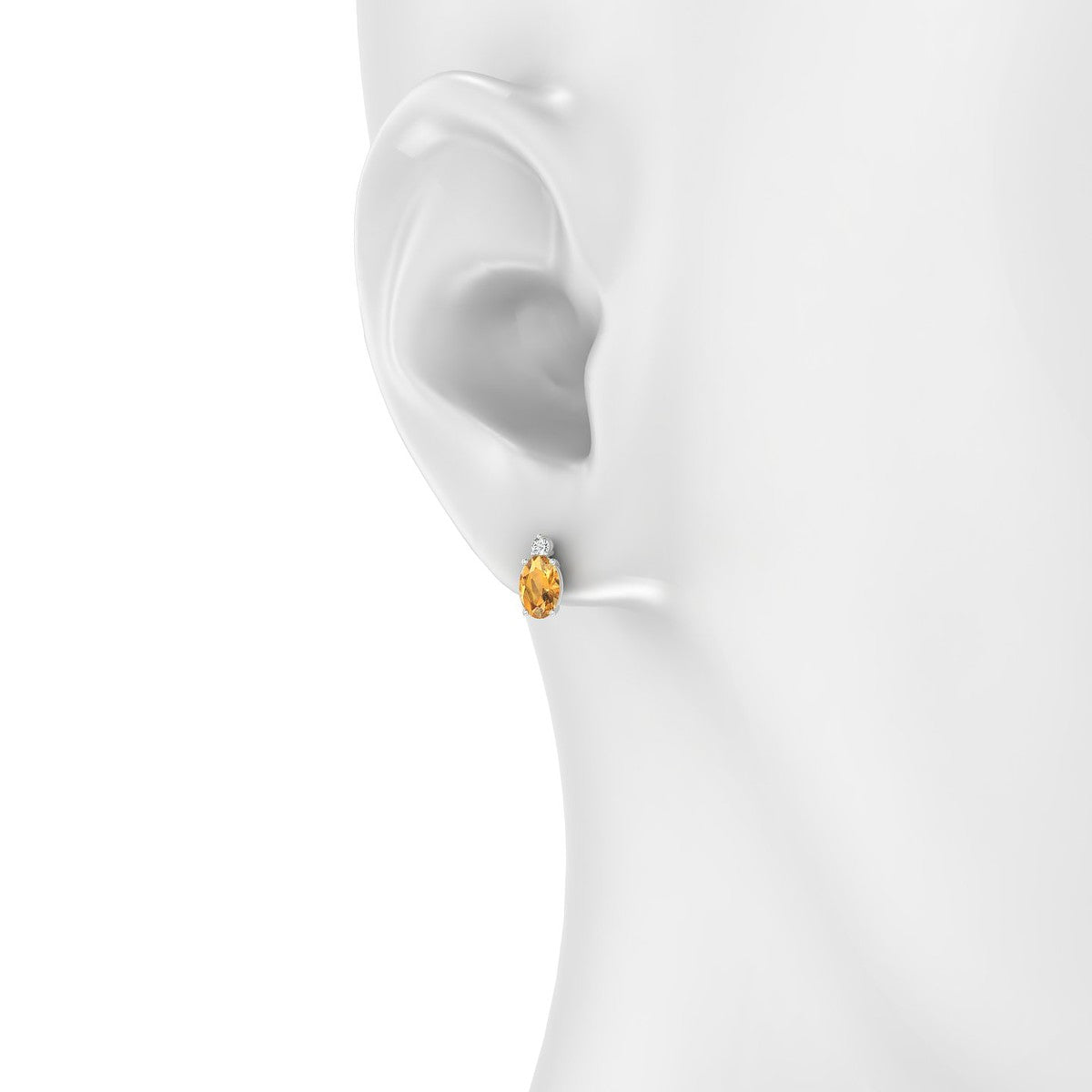 Sparkle | 18k White Gold 6 x 4 mm Oval Citrine Earrings