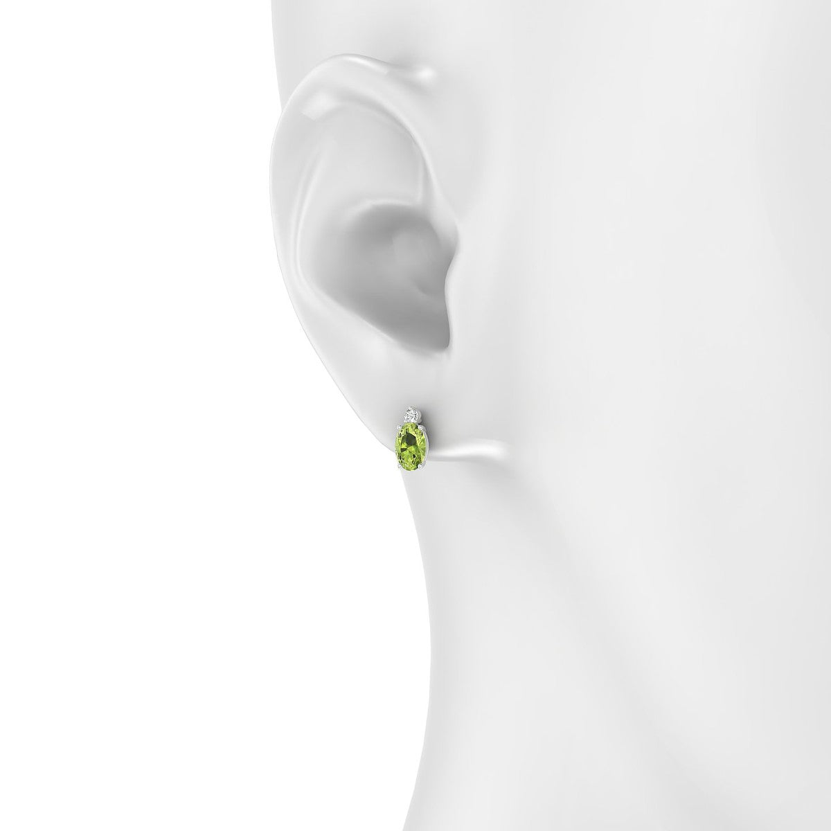 Sparkle | 18k White Gold 6 x 4 mm Oval Peridot Earrings