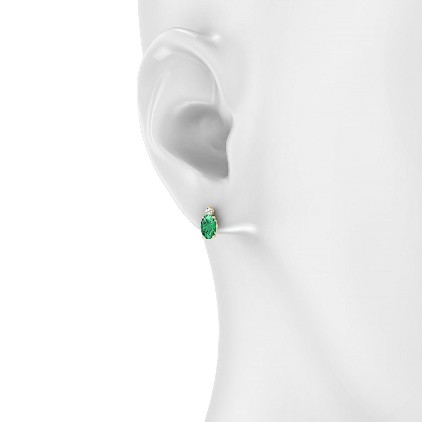 Sparkle | 18k Yellow Gold 6 x 4 mm Oval Emerald Earrings