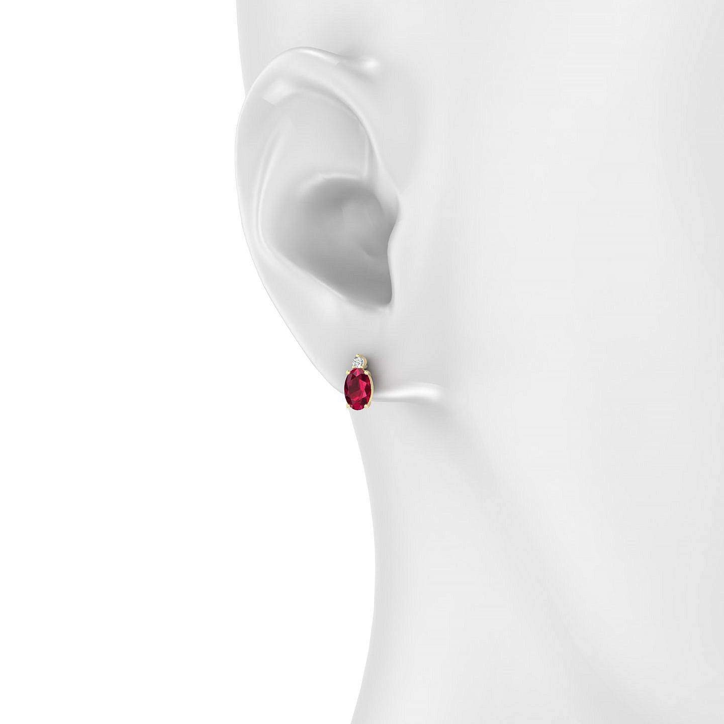 Sparkle | 18k Yellow Gold 6 x 4 mm Oval Ruby Earrings