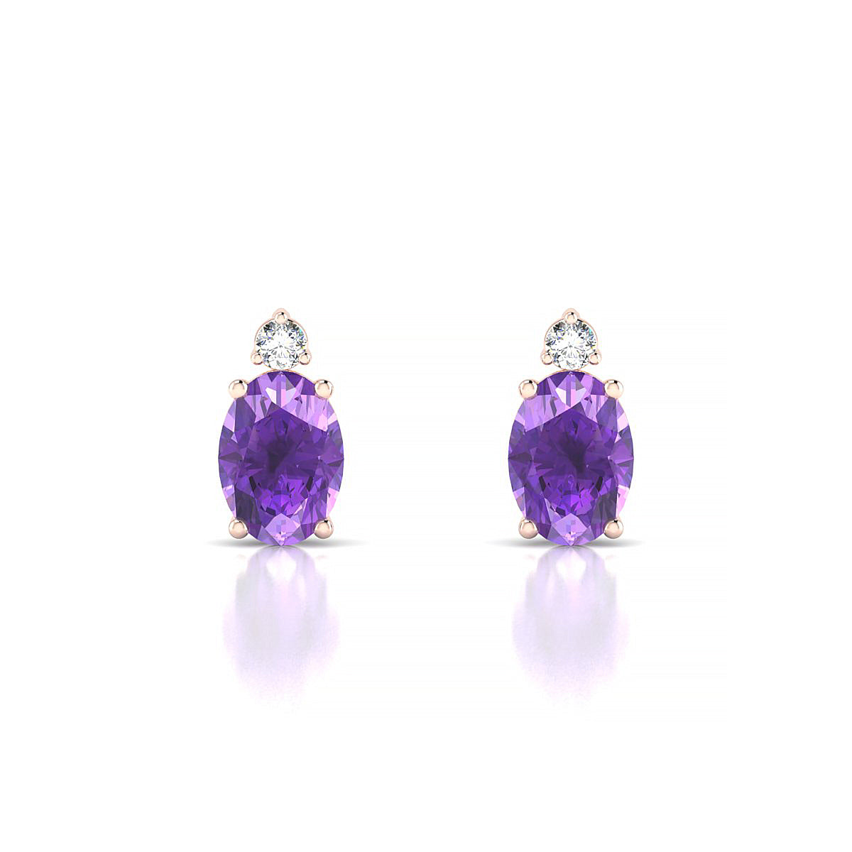 Sparkle | 18k Rose Gold 7 x 5 mm Oval Amethyst Earrings