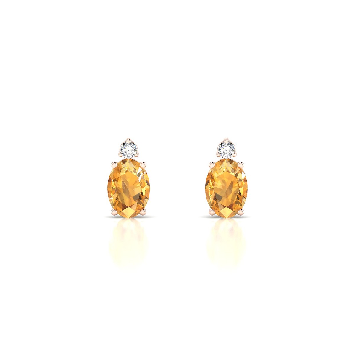 Sparkle | 18k Rose Gold 7 x 5 mm Oval Citrine Earrings