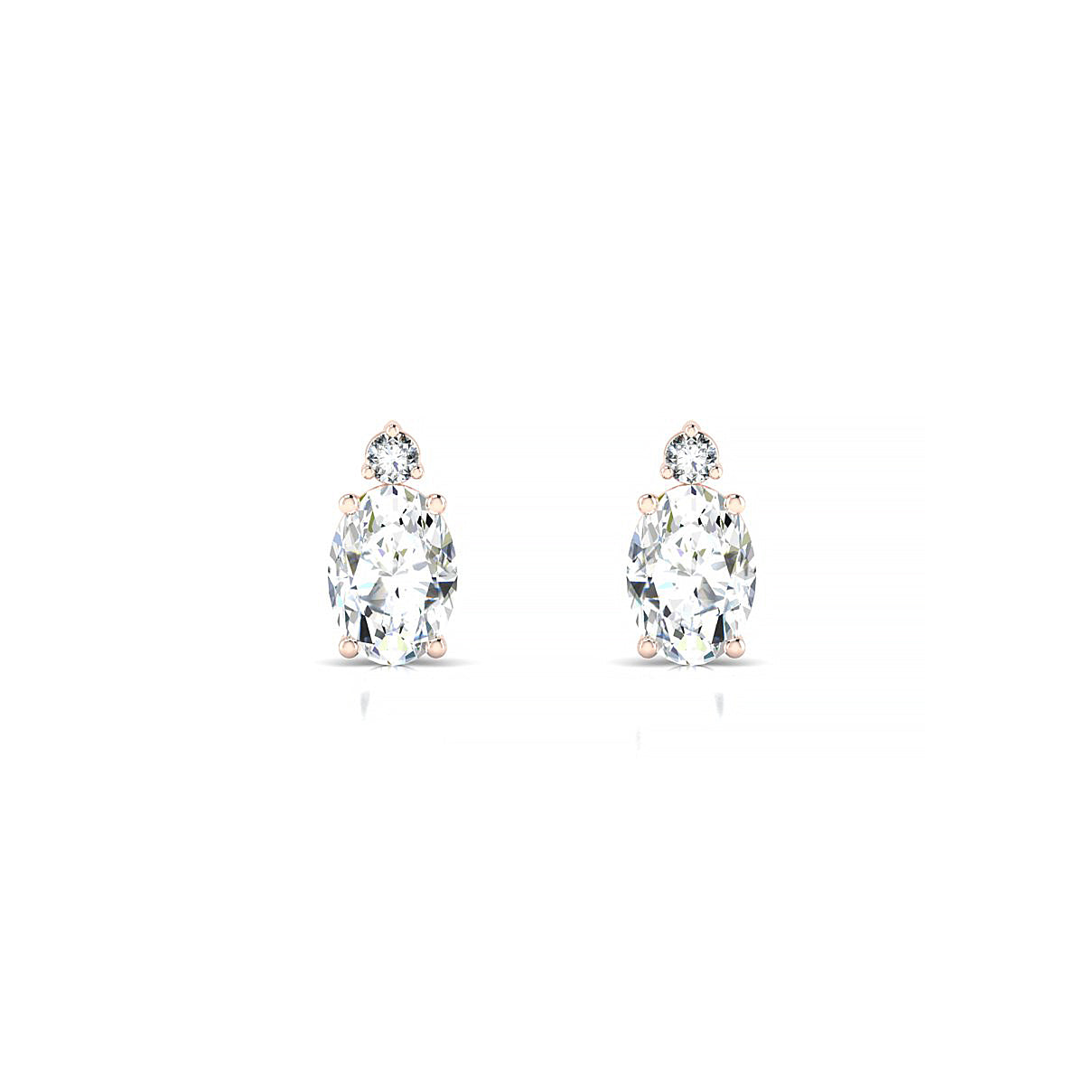 Sparkle | 18k Rose Gold 7 x 5 mm Oval Diamond Earrings