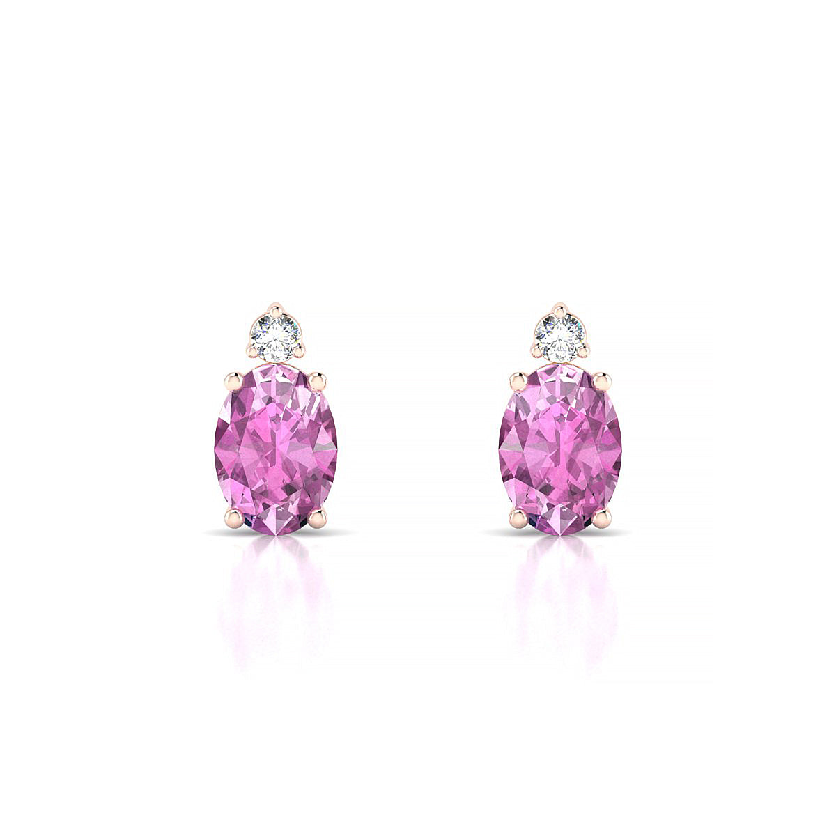 Sparkle | 18k Rose Gold 7 x 5 mm Oval Pink Sapphire Earrings