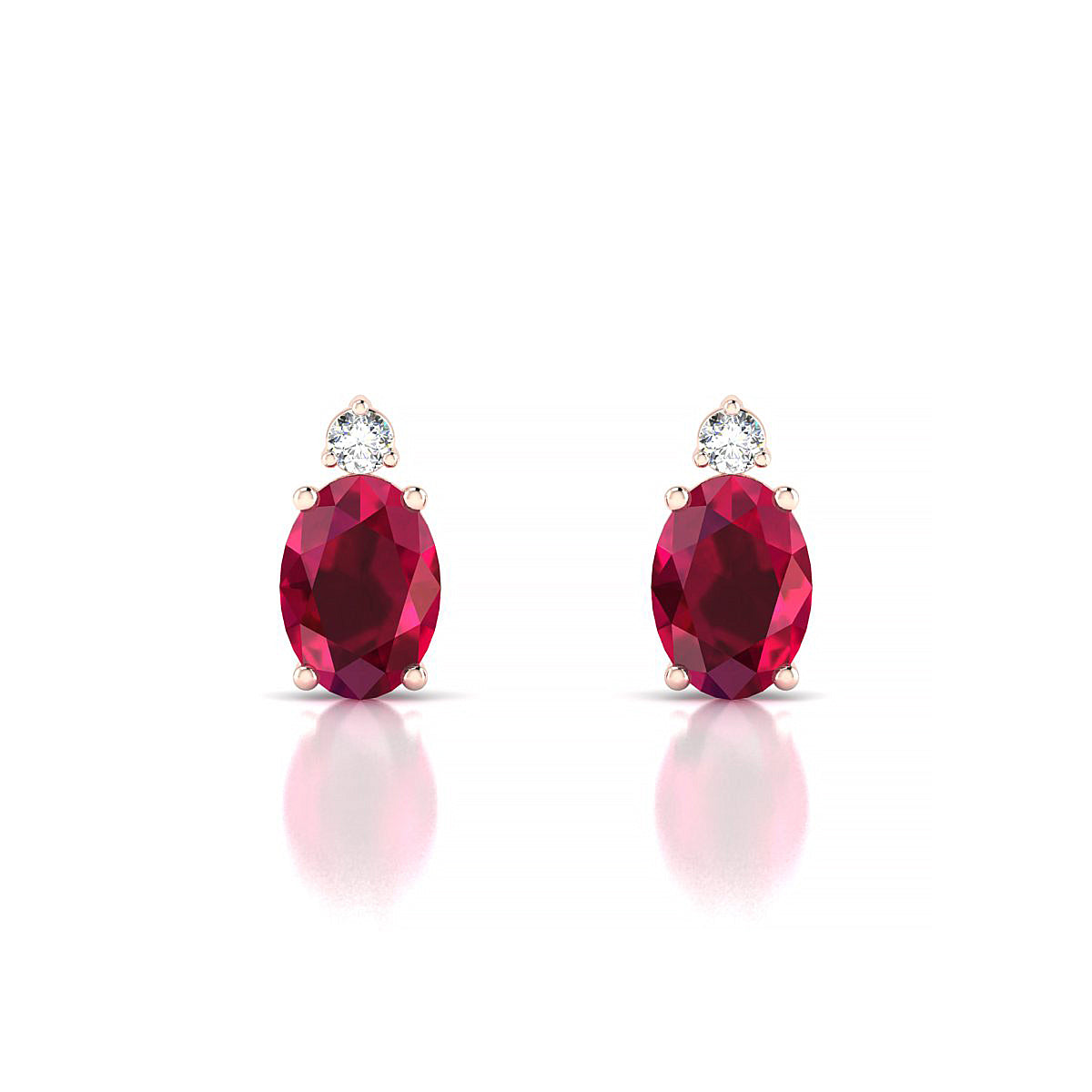 Sparkle | 18k Rose Gold 7 x 5 mm Oval Ruby Earrings