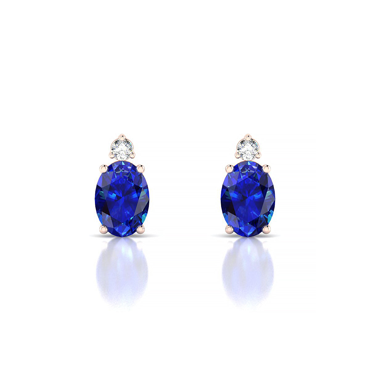 Sparkle | 18k Rose Gold 7 x 5 mm Oval Sapphire Earrings