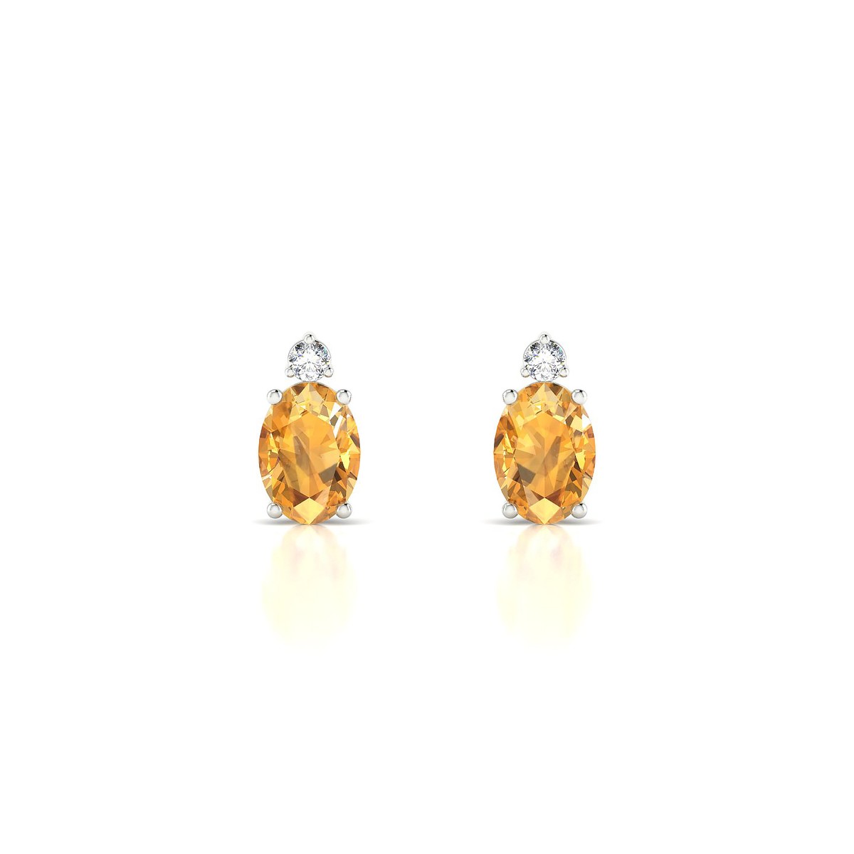 Sparkle | 18k White Gold 7 x 5 mm Oval Citrine Earrings