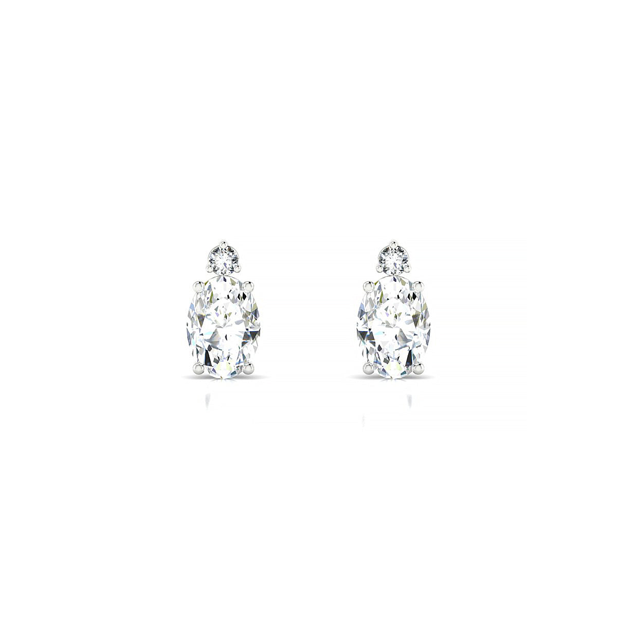 Sparkle | 18k White Gold 7 x 5 mm Oval Diamond Earrings
