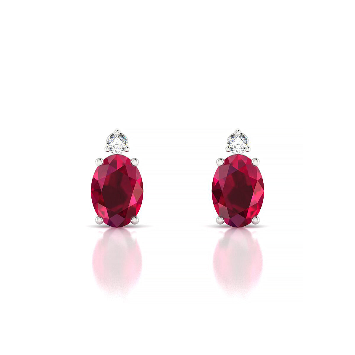 Sparkle | 18k White Gold 7 x 5 mm Oval Ruby Earrings