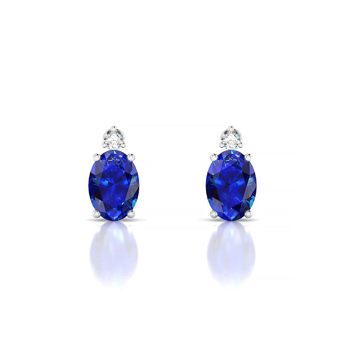 Sparkle | 18k White Gold 7 x 5 mm Oval Sapphire Earrings