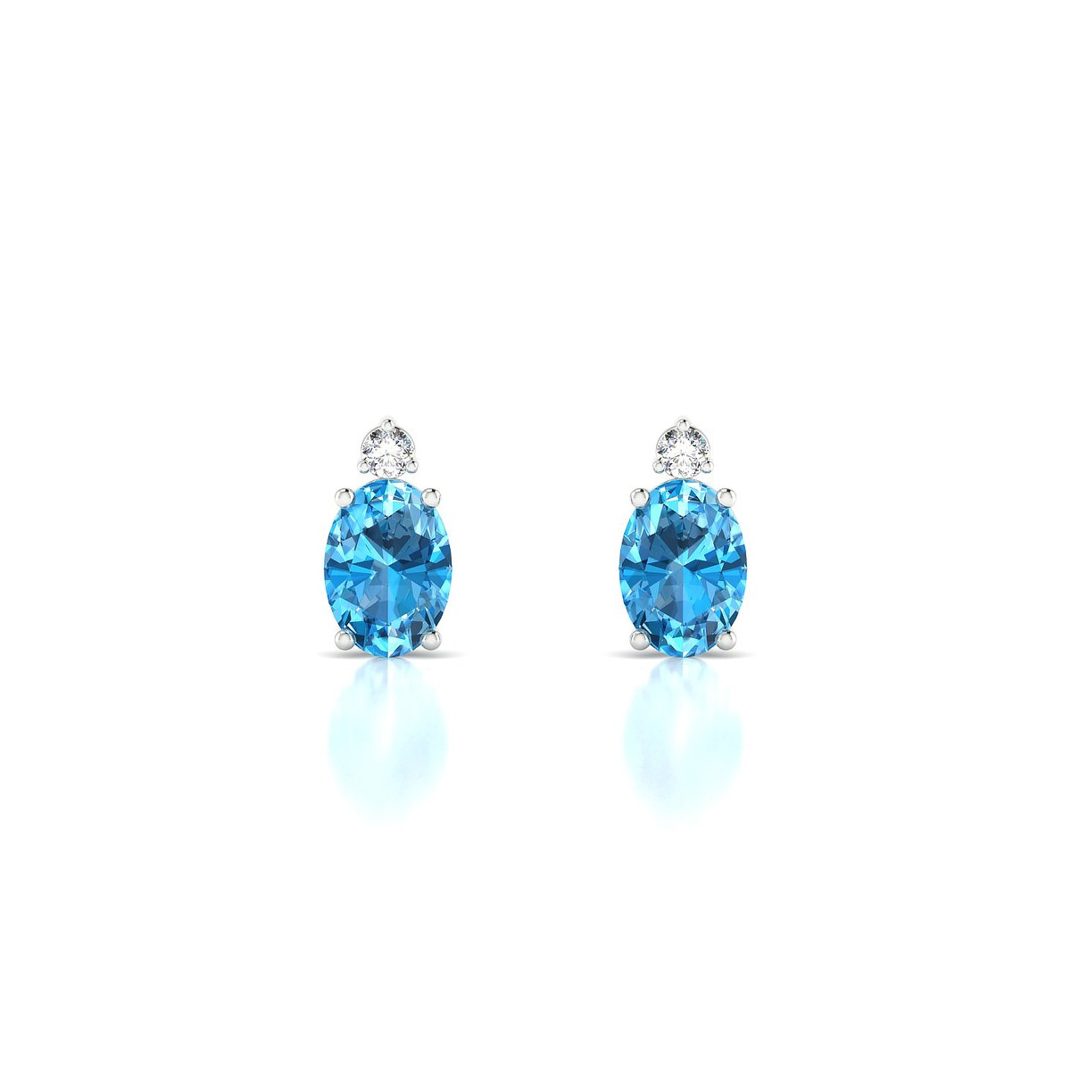 Sparkle | 18k White Gold 7 x 5 mm Oval Topaz Earrings