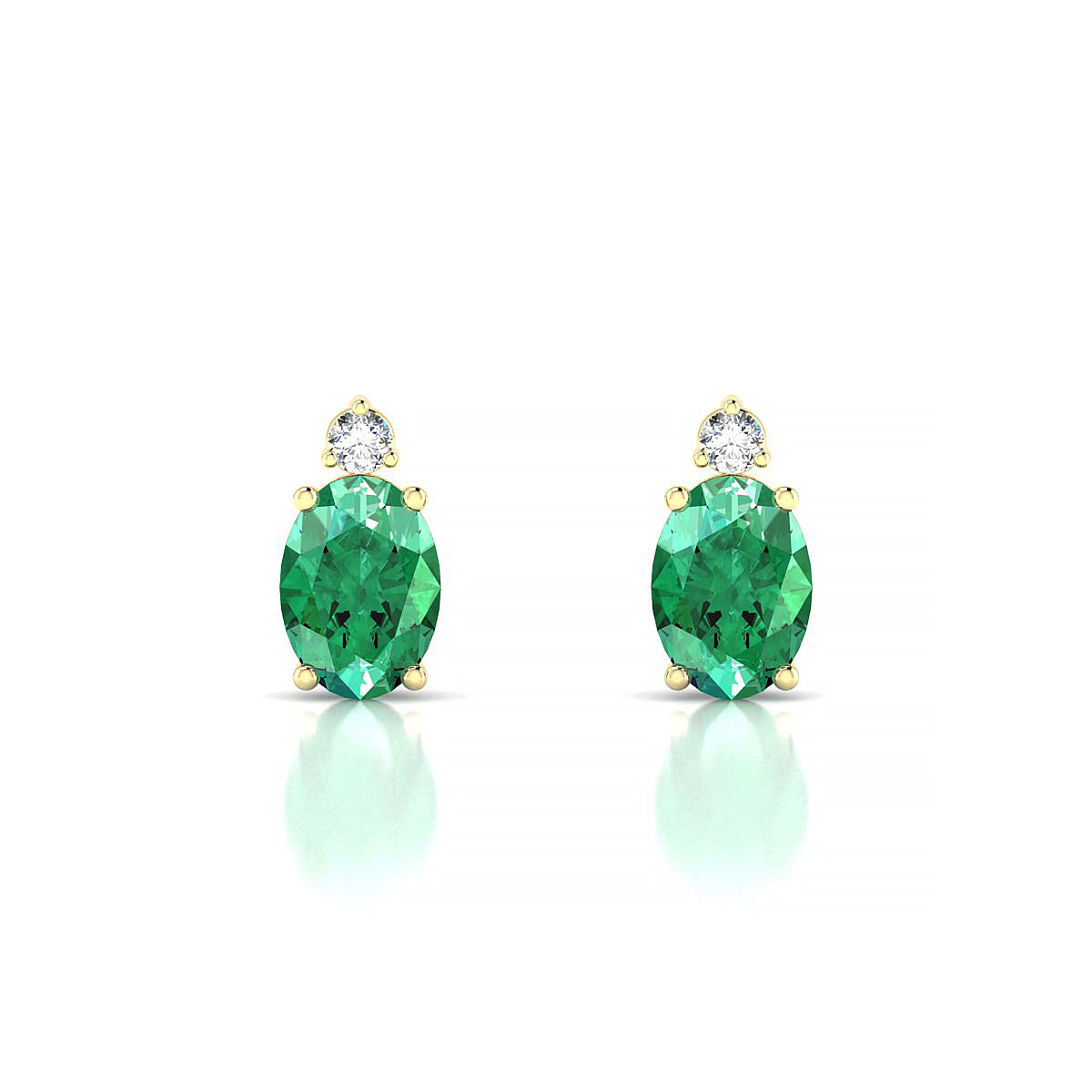 Sparkle | 18k Yellow Gold 7 x 5 mm Oval Emerald Earrings