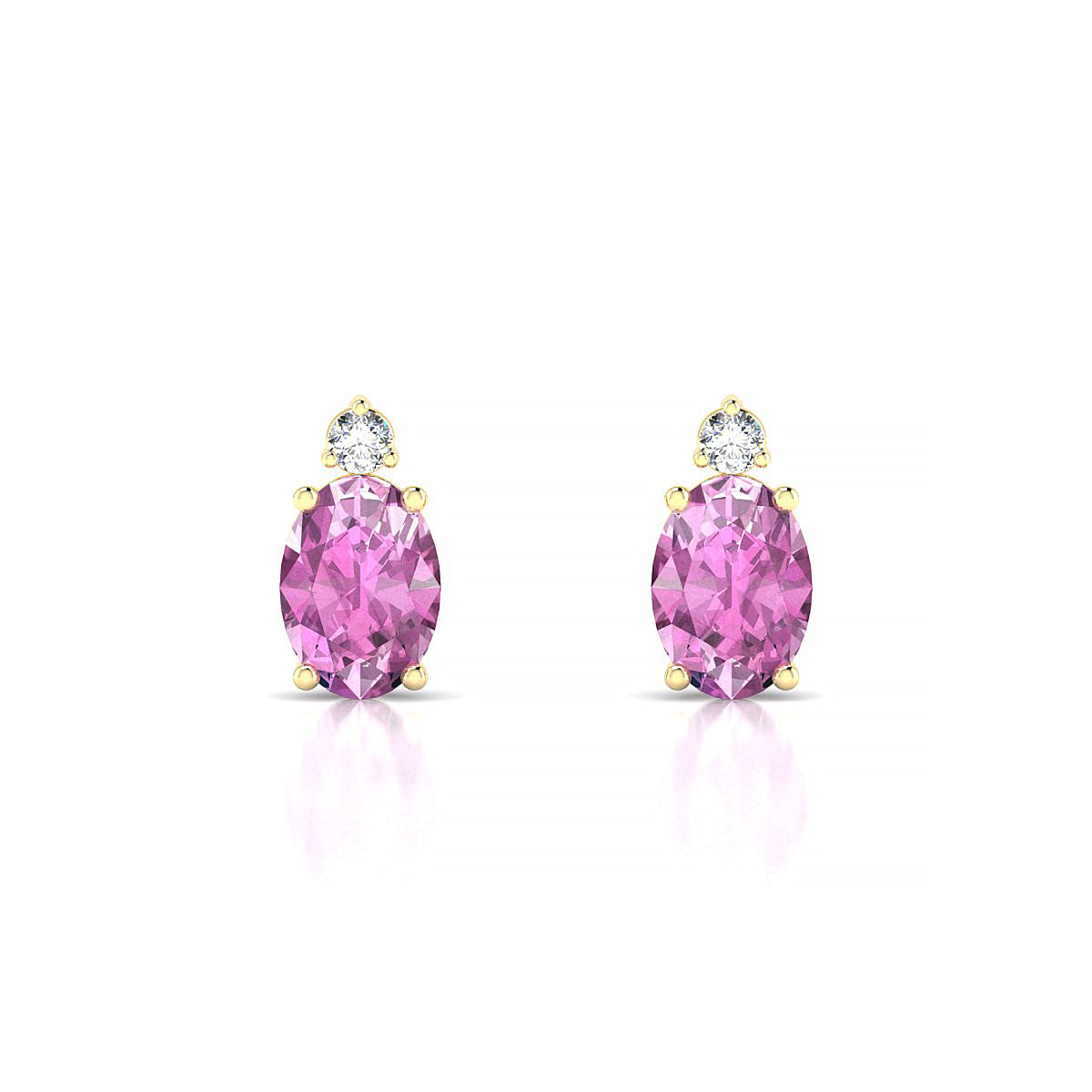 Sparkle | 18k Yellow Gold 7 x 5 mm Oval Pink Sapphire Earrings
