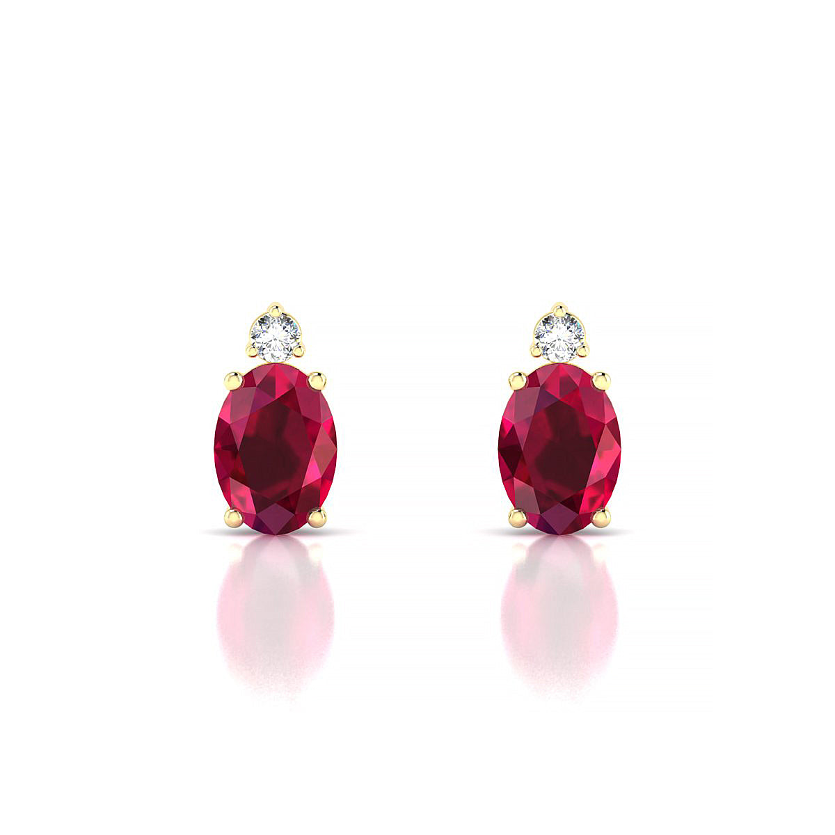 Sparkle | 18k Yellow Gold 7 x 5 mm Oval Ruby Earrings