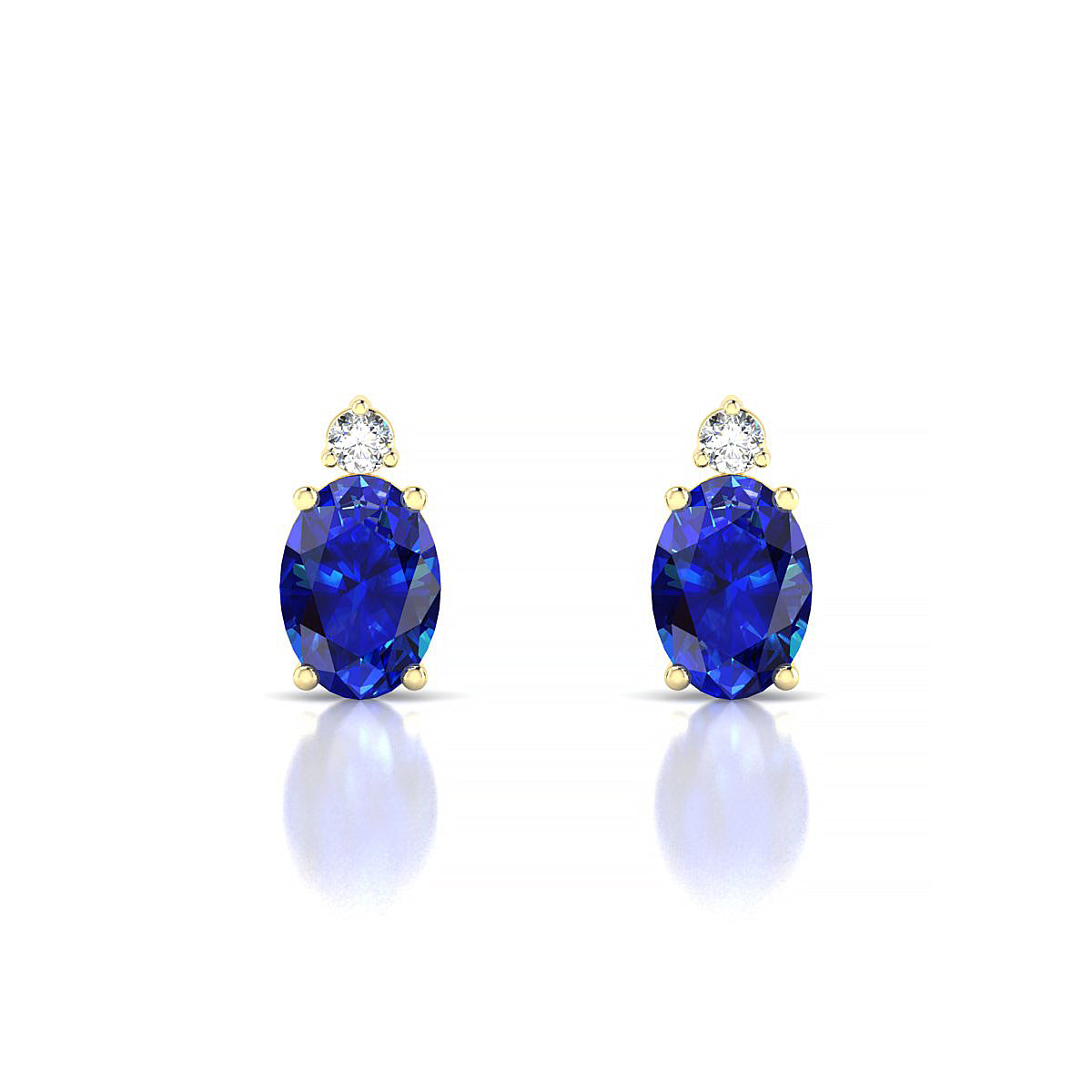 Sparkle | 18k Yellow Gold 7 x 5 mm Oval Sapphire Earrings