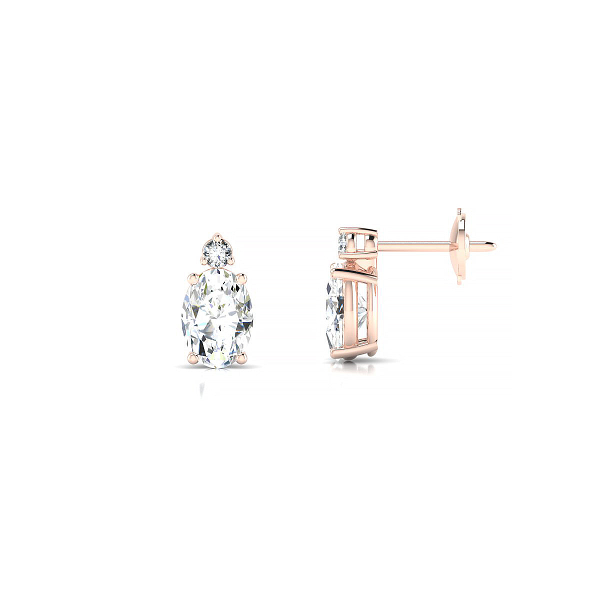 Sparkle | 18k Rose Gold 7 x 5 mm Oval Diamond Earrings