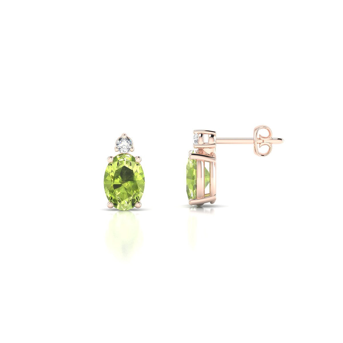 Sparkle | 18k Rose Gold 7 x 5 mm Oval Peridot Earrings