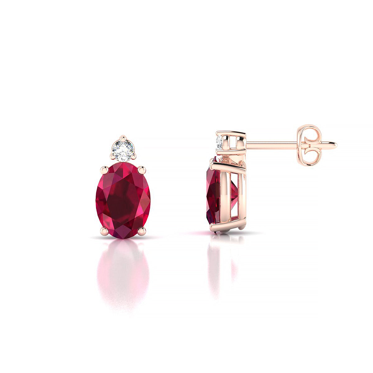 Sparkle | 18k Rose Gold 7 x 5 mm Oval Ruby Earrings