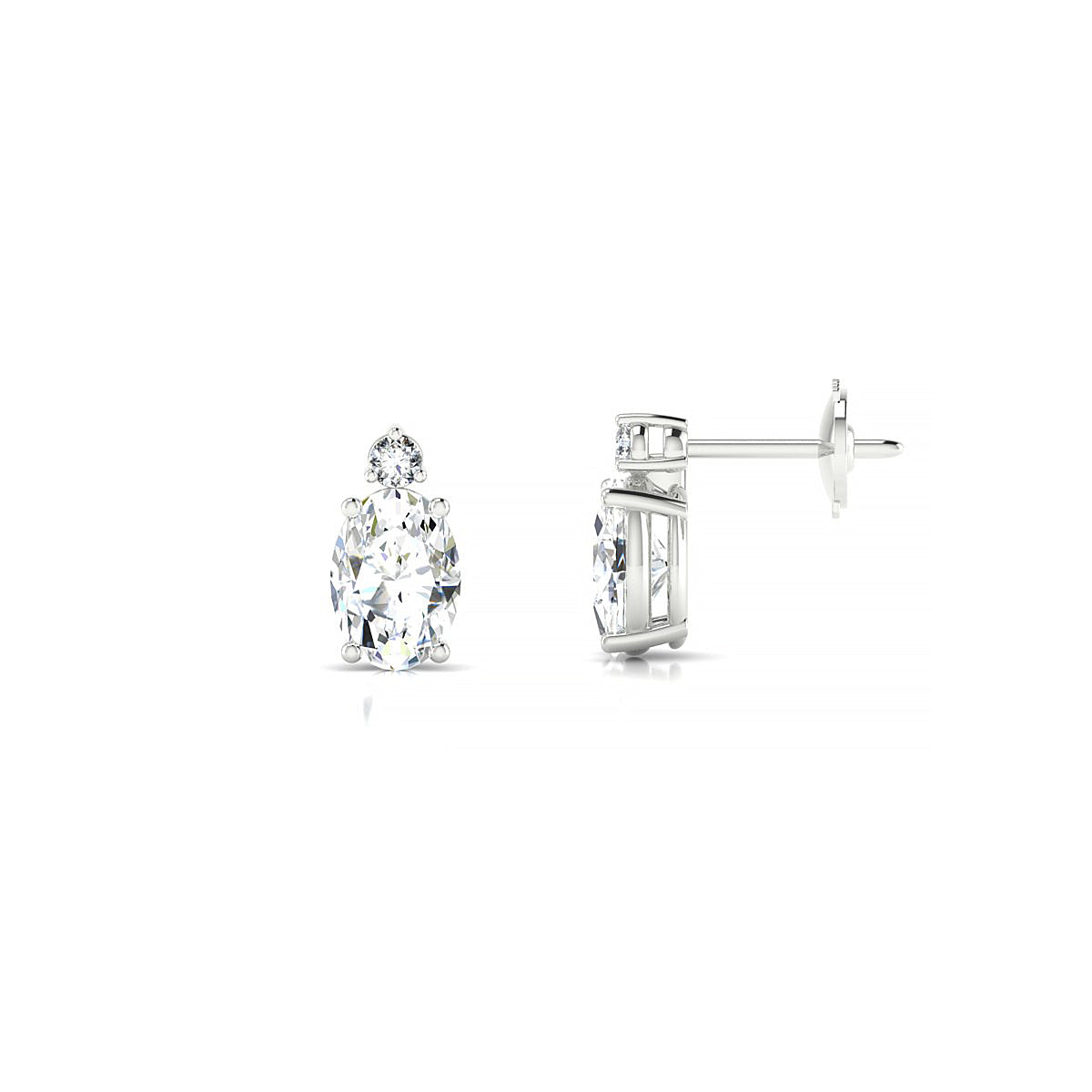 Sparkle | 18k White Gold 7 x 5 mm Oval Diamond Earrings