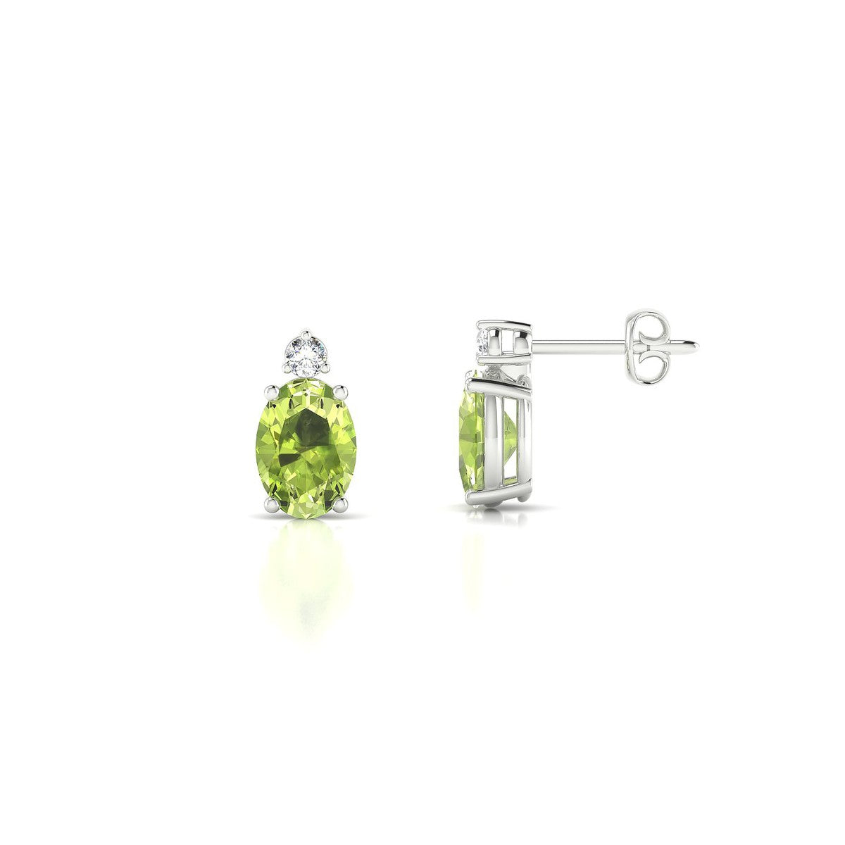 Sparkle | 18k White Gold 7 x 5 mm Oval Peridot Earrings
