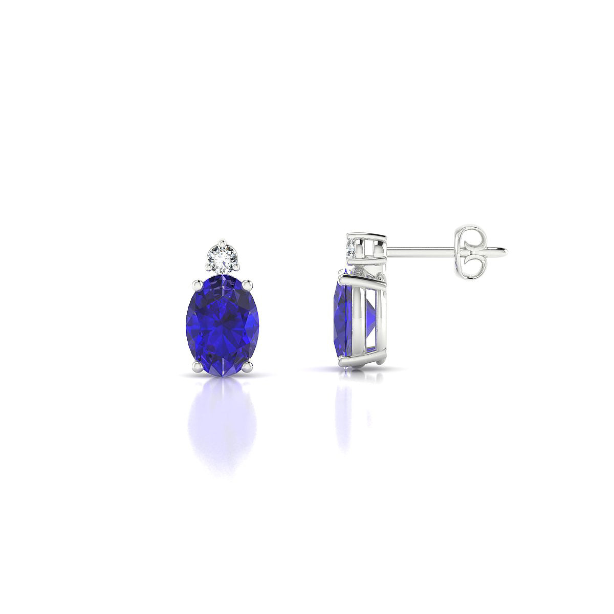 Sparkle | 18k White Gold 7 x 5 mm Oval Tanzanite Earrings