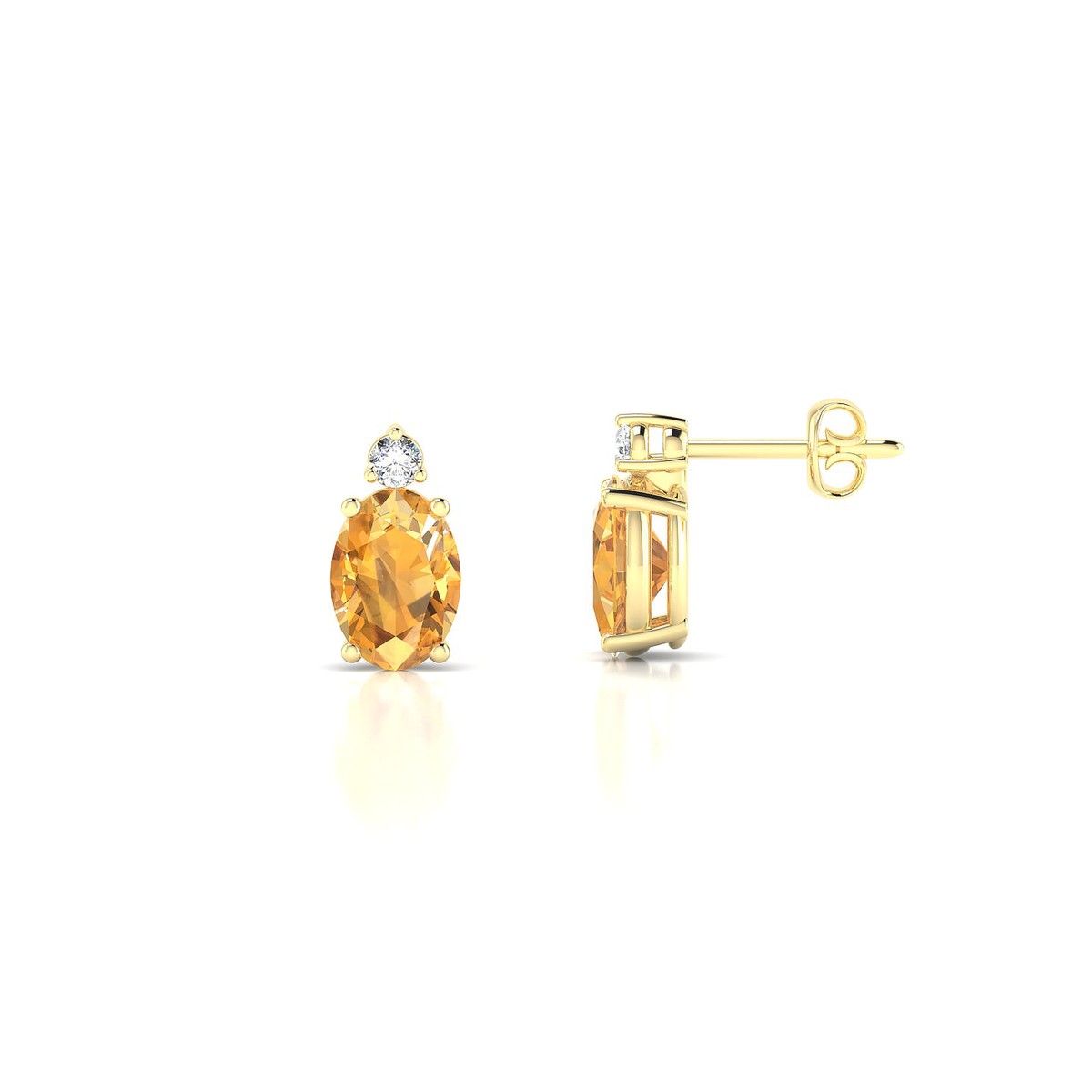 Sparkle | 18k Yellow Gold 7 x 5 mm Oval Citrine Earrings