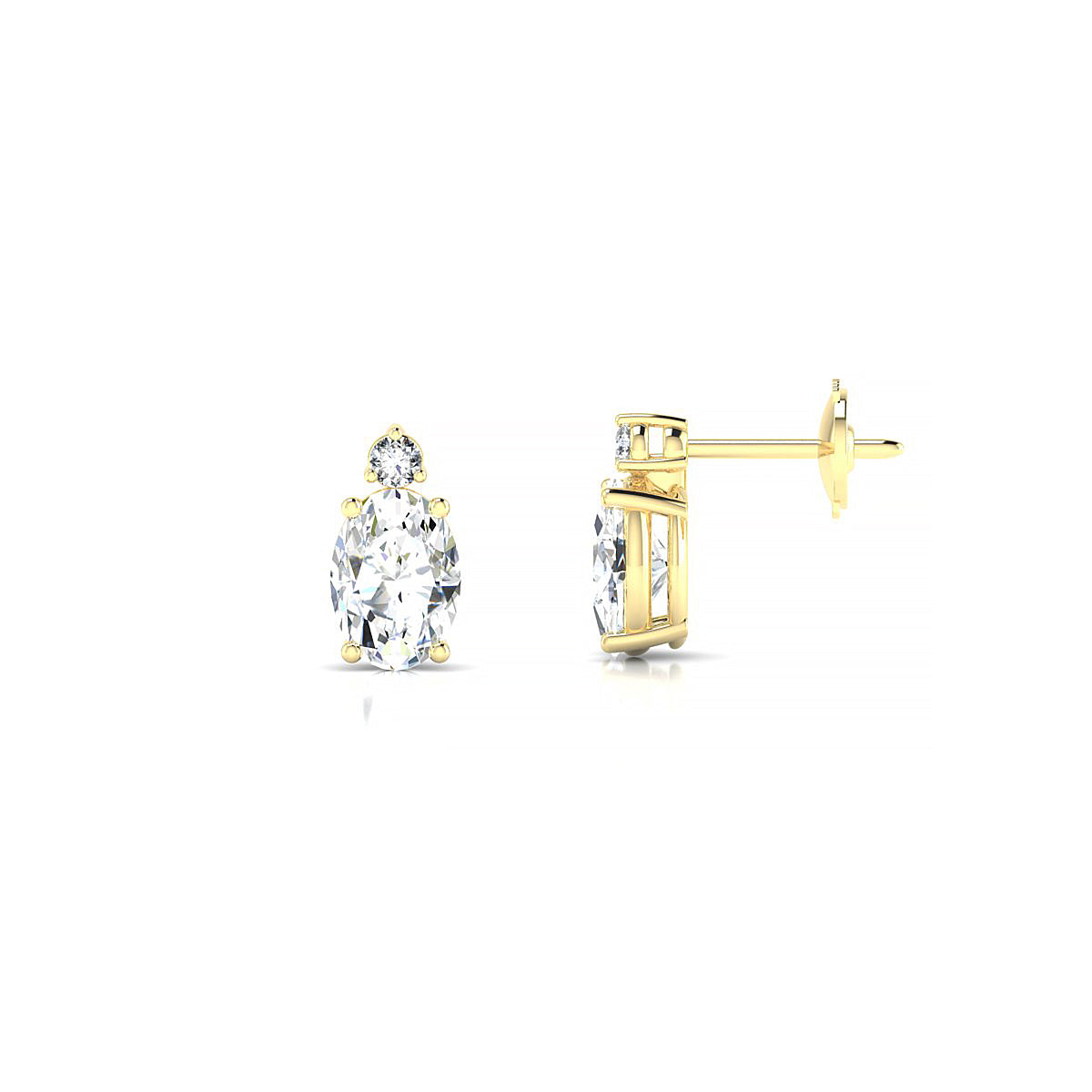 Sparkle | 18k Yellow Gold 7 x 5 mm Oval Diamond Earrings