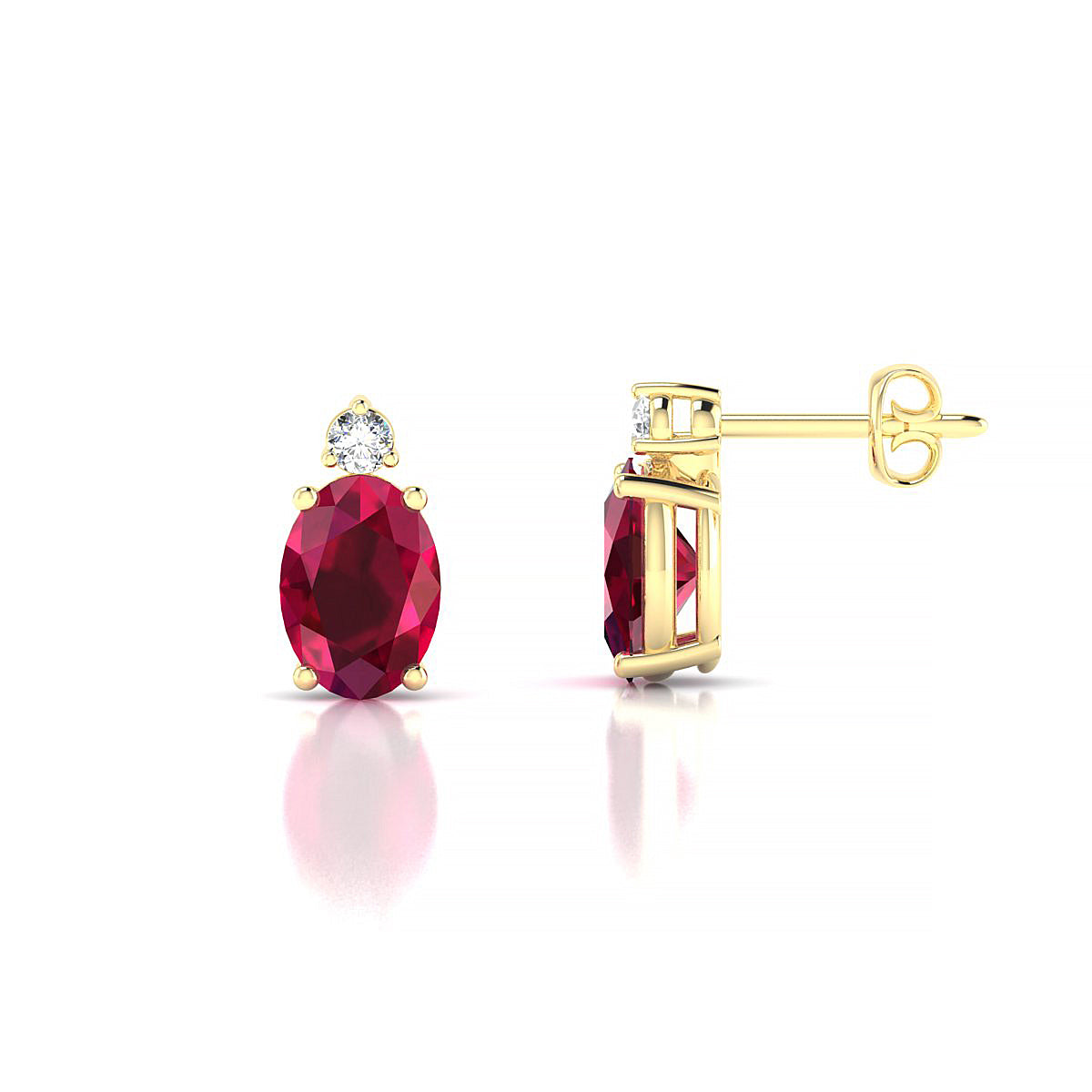 Sparkle | 18k Yellow Gold 7 x 5 mm Oval Ruby Earrings