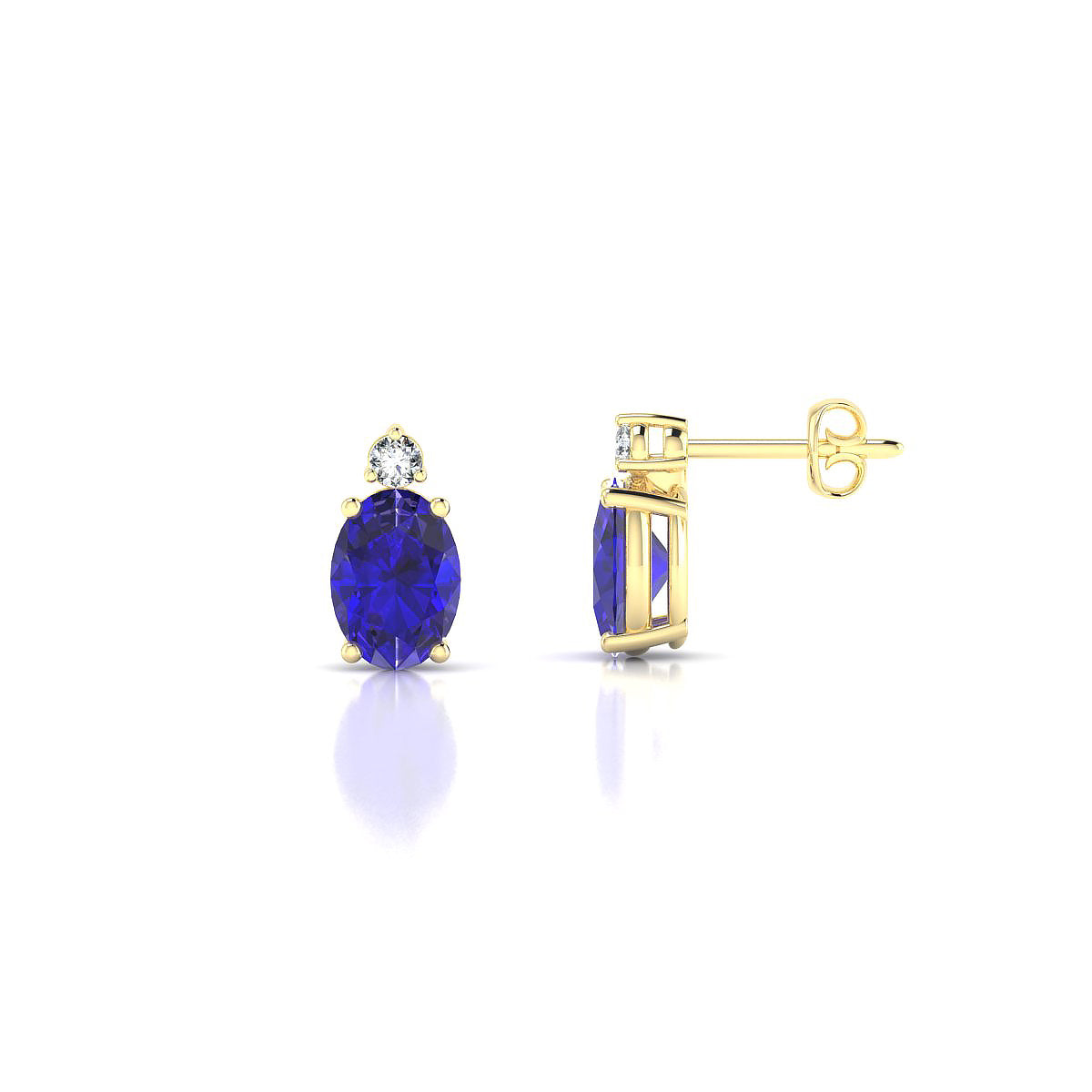 Sparkle | 18k Yellow Gold 7 x 5 mm Oval Tanzanite Earrings