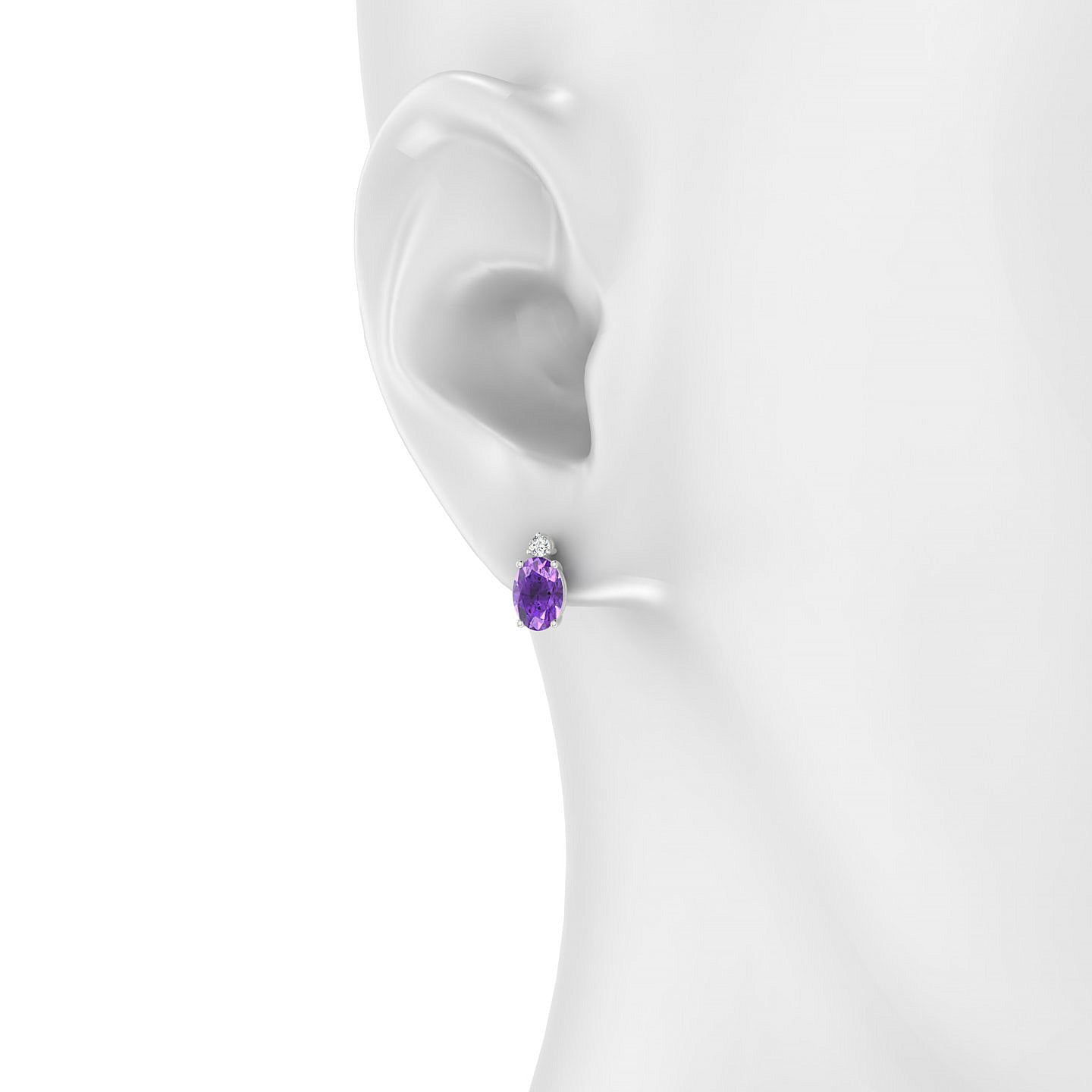Sparkle | 18k White Gold 7 x 5 mm Oval Amethyst Earrings
