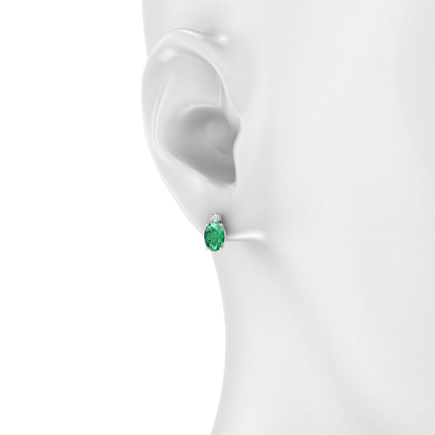 Sparkle | 18k White Gold 7 x 5 mm Oval Emerald Earrings