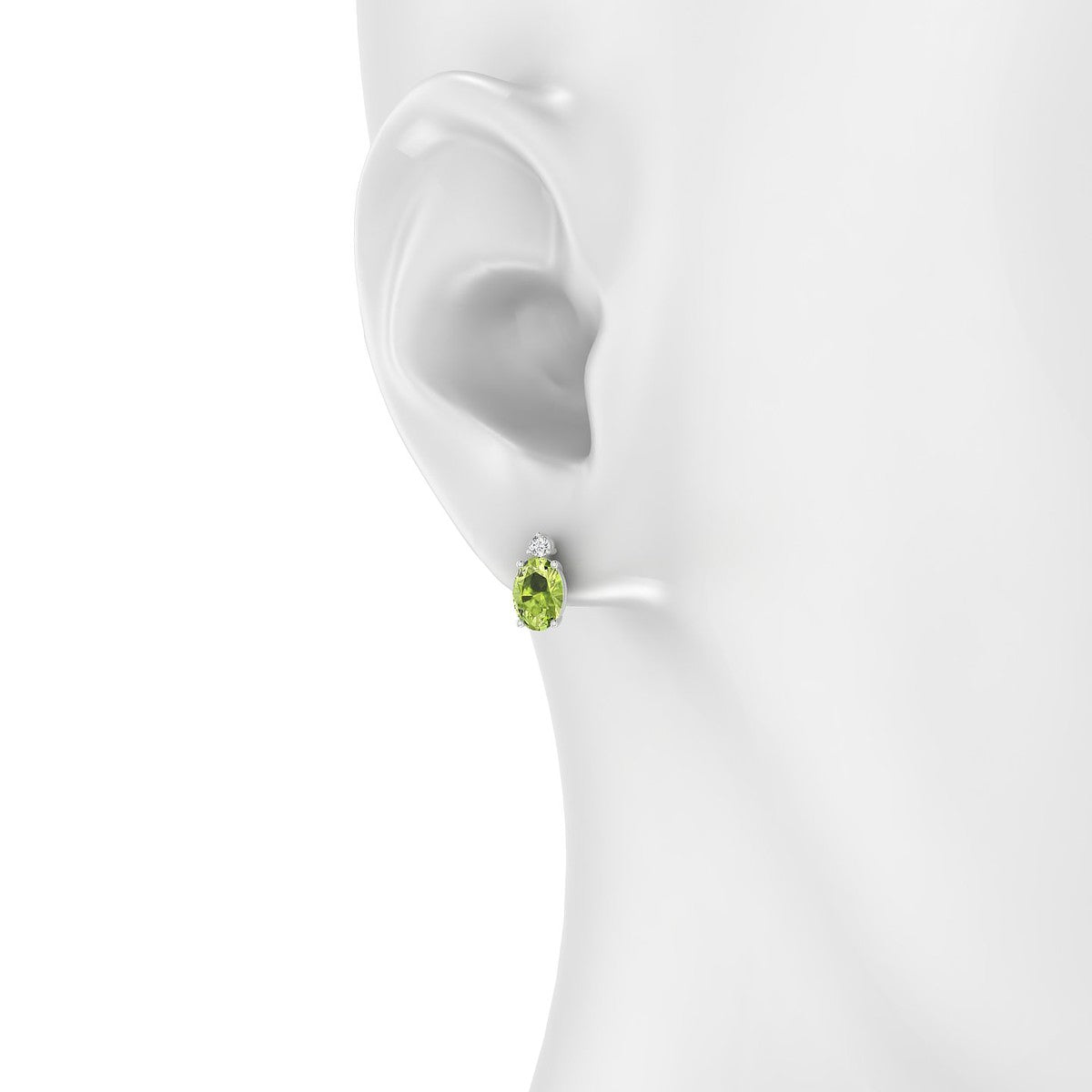 Sparkle | 18k White Gold 7 x 5 mm Oval Peridot Earrings