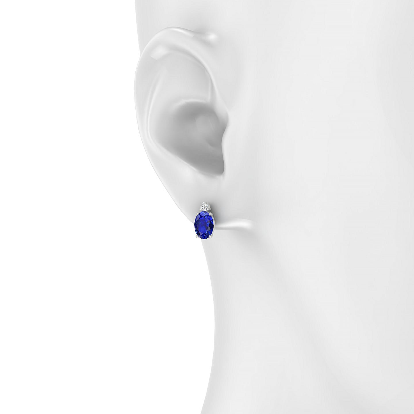 Sparkle | 18k White Gold 7 x 5 mm Oval Sapphire Earrings