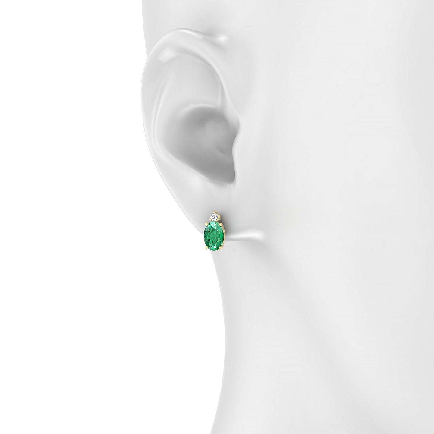 Sparkle | 18k Yellow Gold 7 x 5 mm Oval Emerald Earrings
