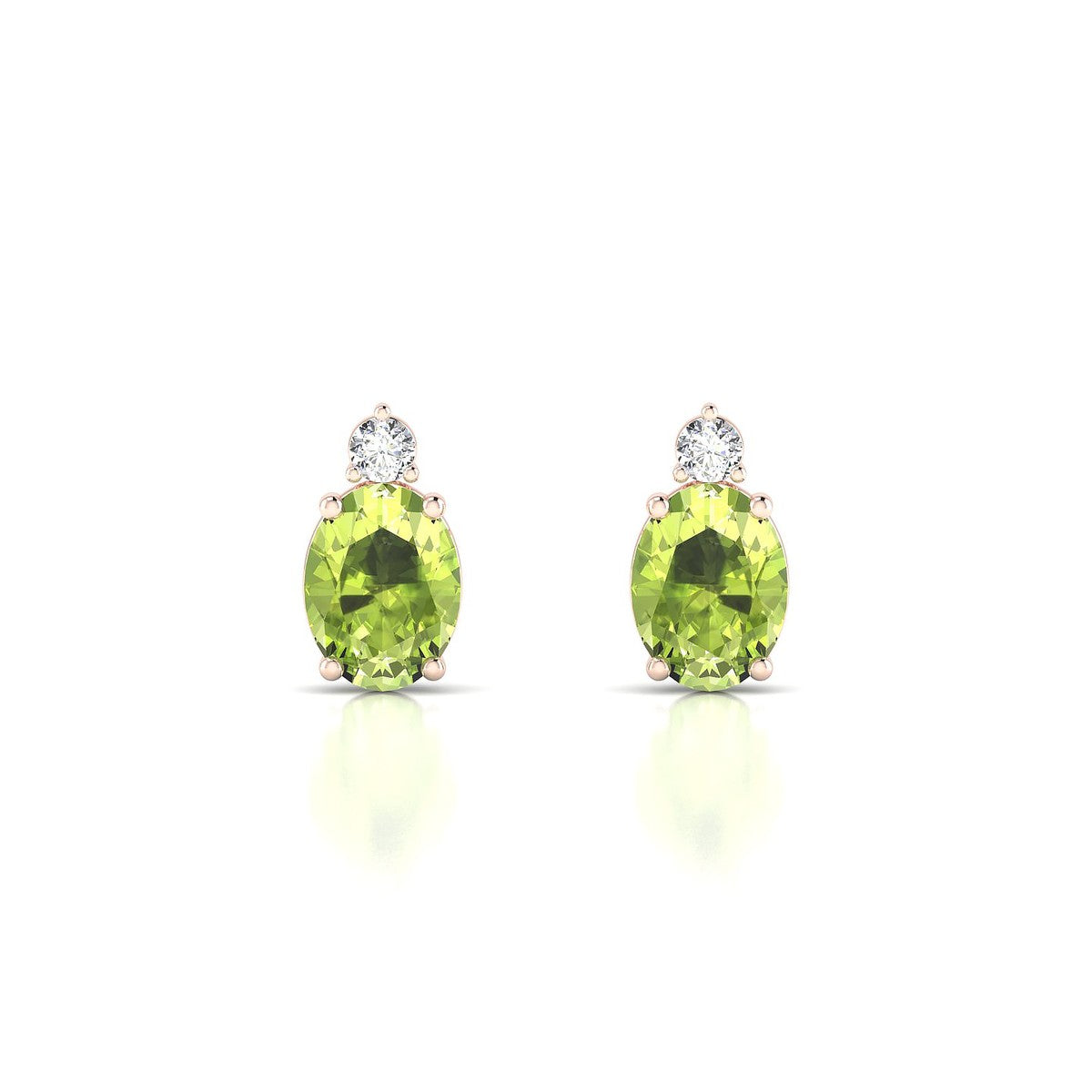 Sparkle | 18k Rose Gold 8 x 6 mm Oval Peridot Earrings