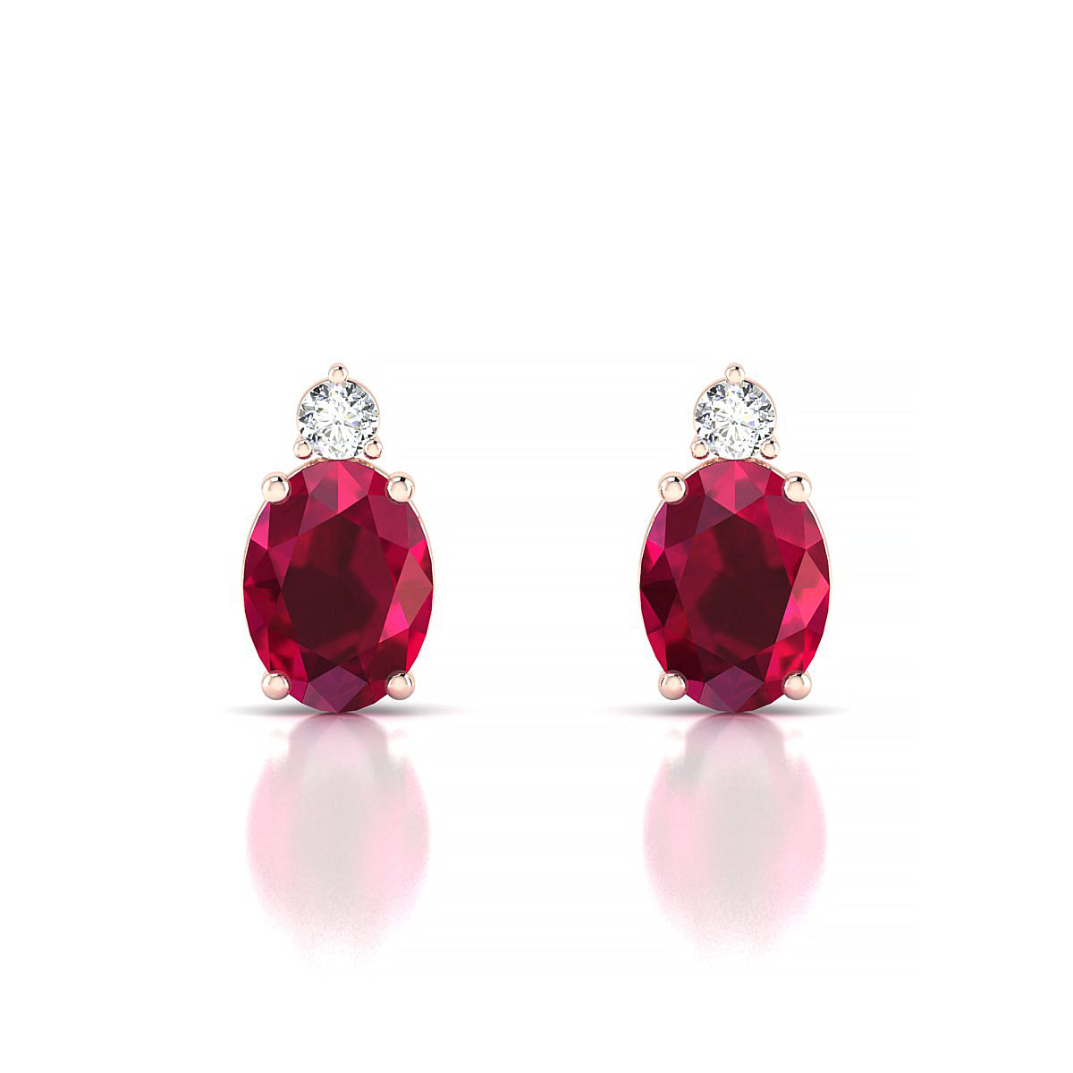 Sparkle | 18k Rose Gold 8 x 6 mm Oval Ruby Earrings