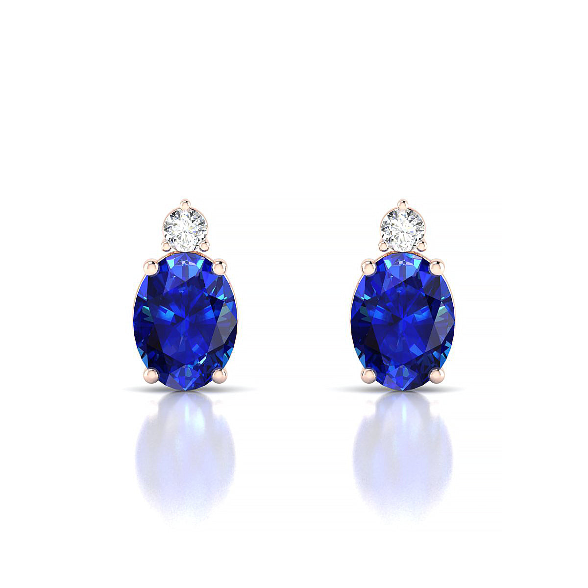 Sparkle | 18k Rose Gold 8 x 6 mm Oval Sapphire Earrings