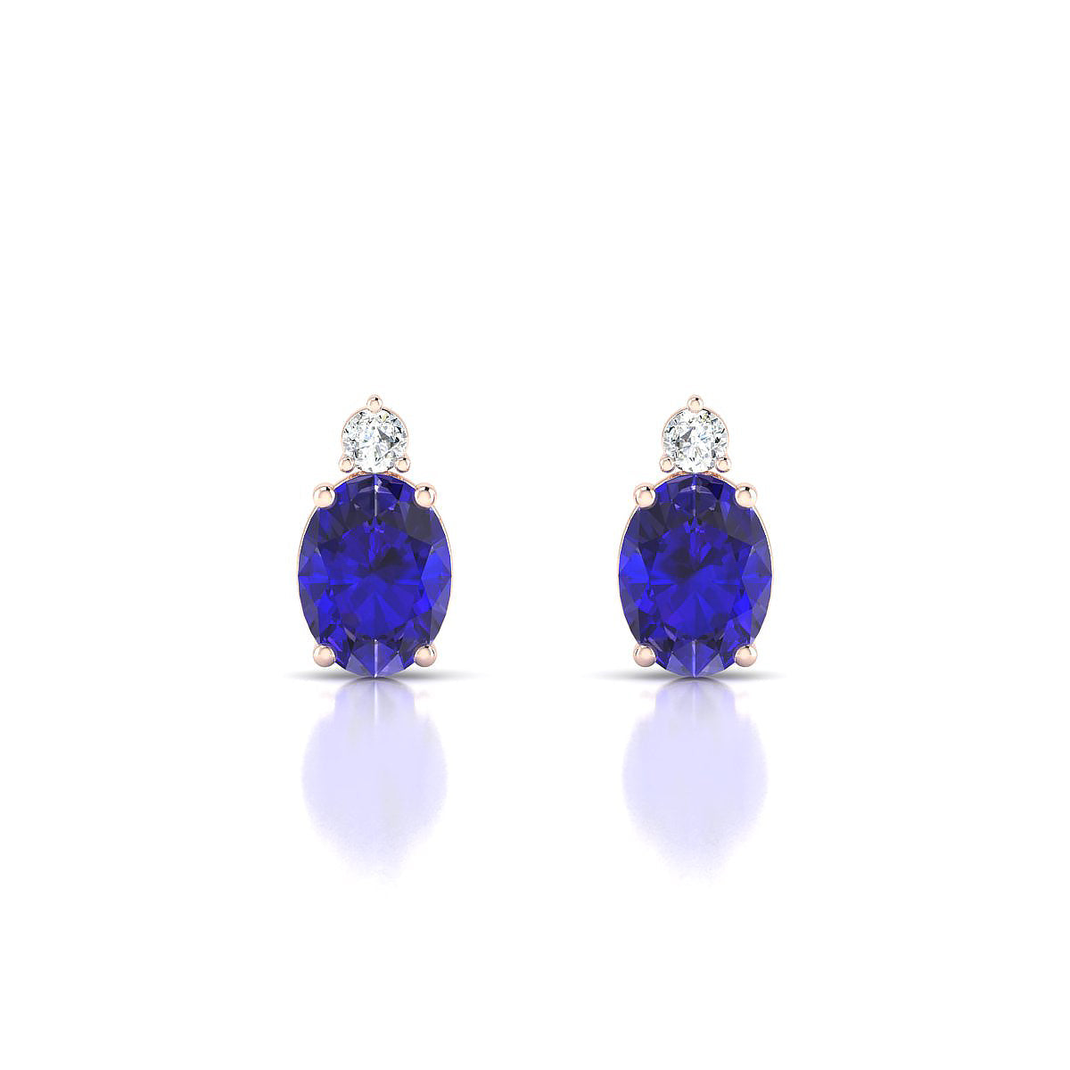 Sparkle | 18k Rose Gold 8 x 6 mm Oval Tanzanite Earrings