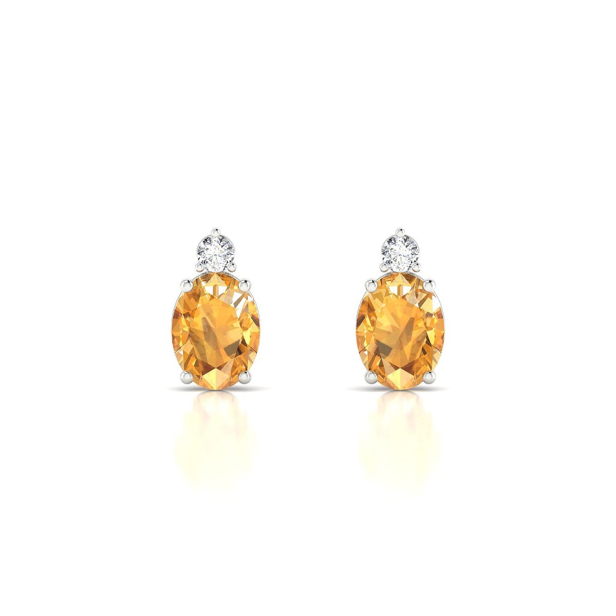 Sparkle | 18k White Gold 8 x 6 mm Oval Citrine Earrings