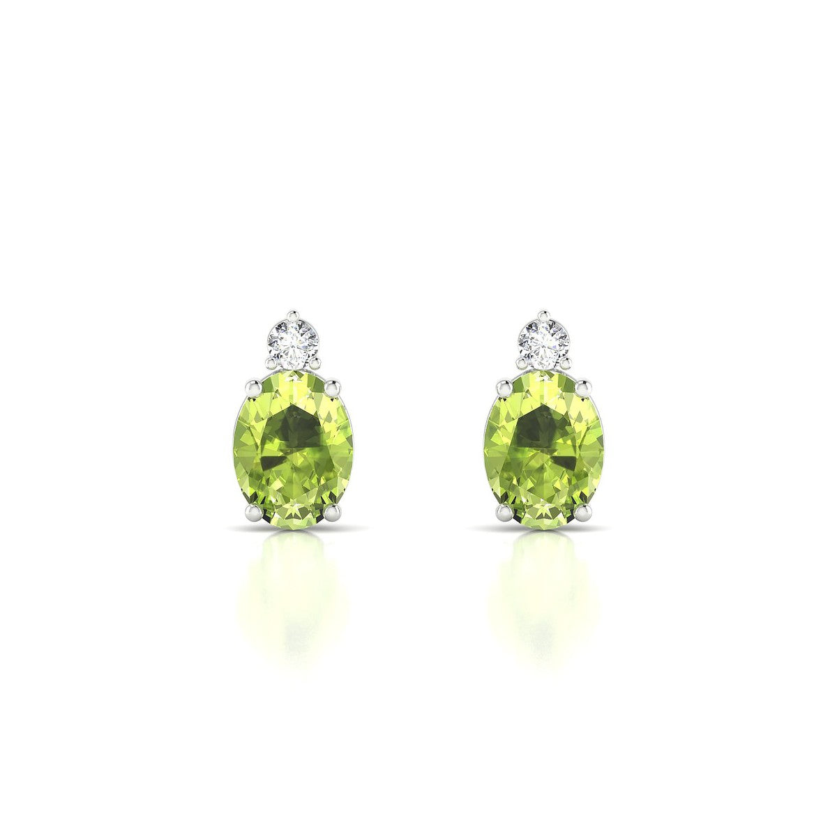 Sparkle | 18k White Gold 8 x 6 mm Oval Peridot Earrings