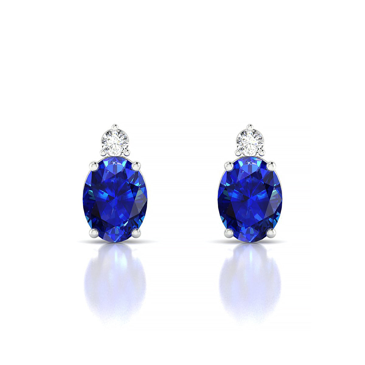Sparkle | 18k White Gold 8 x 6 mm Oval Sapphire Earrings