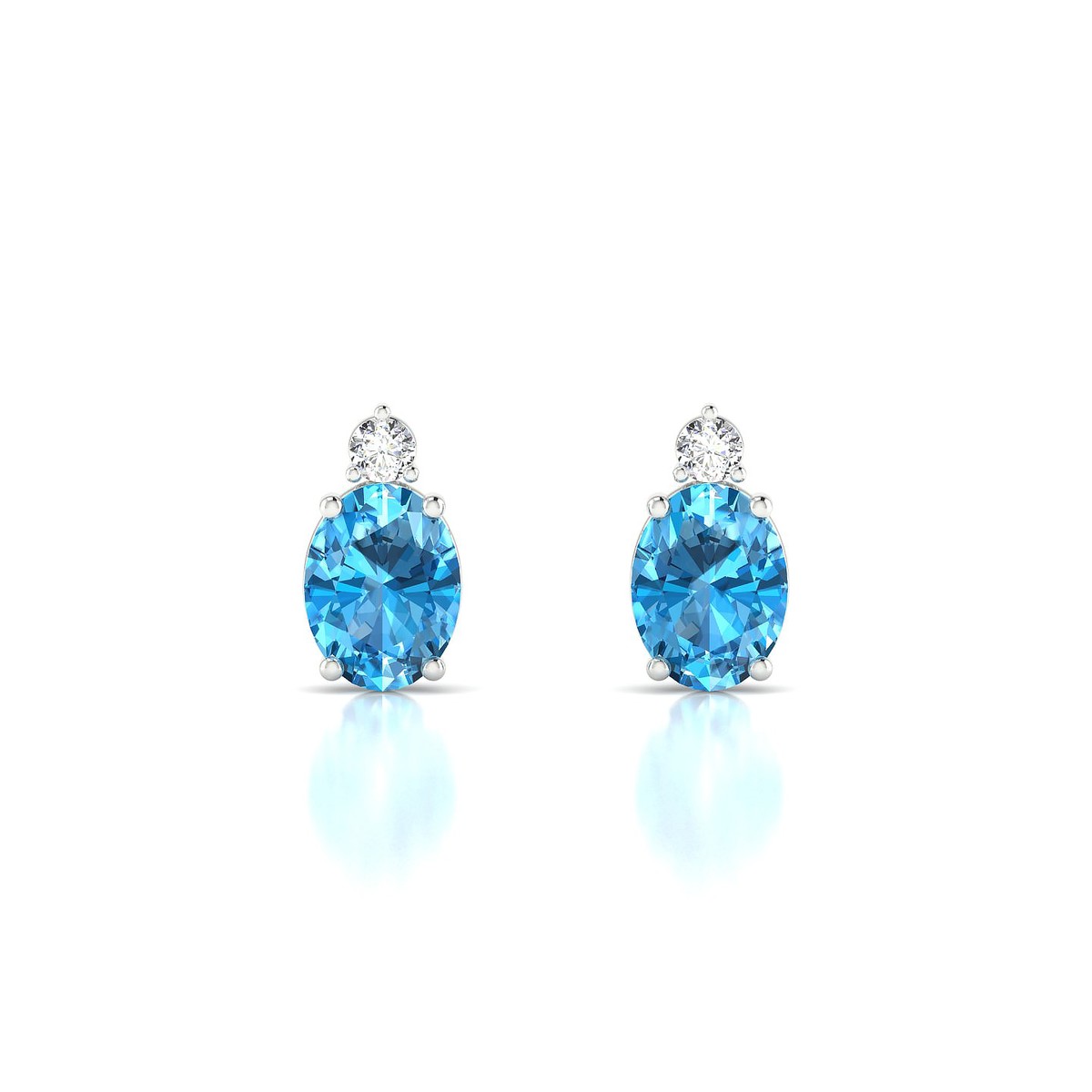 Sparkle | 18k White Gold 8 x 6 mm Oval Topaz Earrings