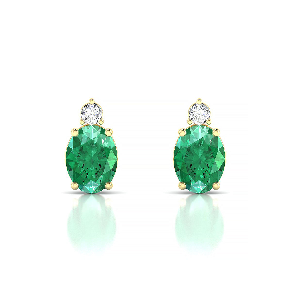 Sparkle | 18k Yellow Gold 8 x 6 mm Oval Emerald Earrings