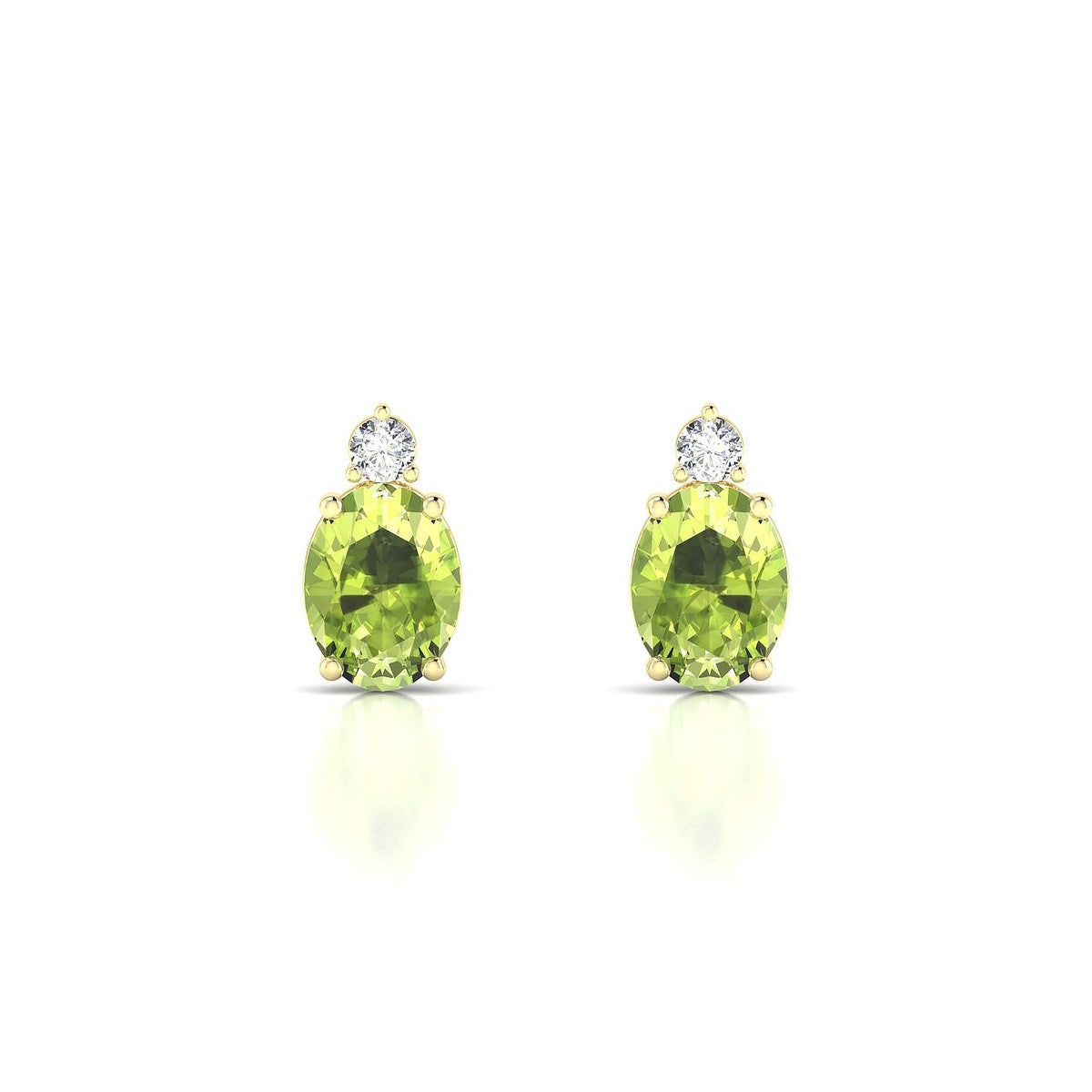 Sparkle | 18k Yellow Gold 8 x 6 mm Oval Peridot Earrings