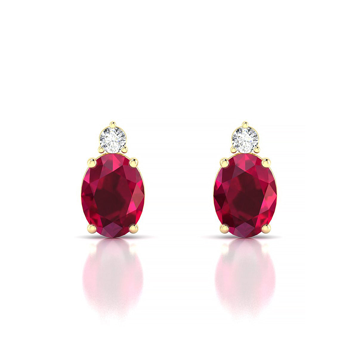 Sparkle | 18k Yellow Gold 8 x 6 mm Oval Ruby Earrings
