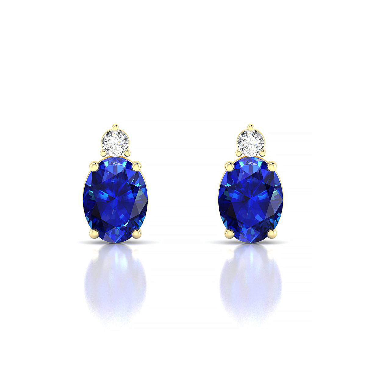 Sparkle | 18k Yellow Gold 8 x 6 mm Oval Sapphire Earrings
